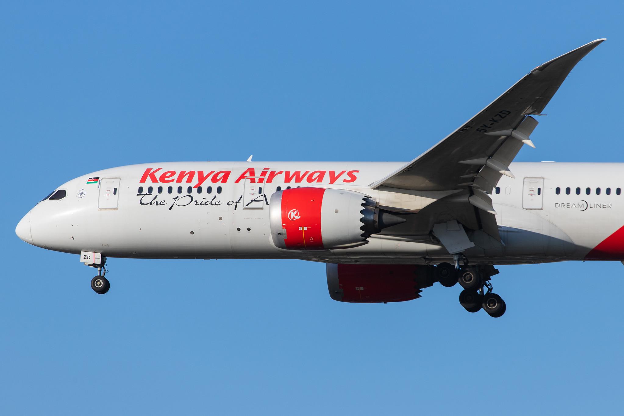 London Heathrow Airport: Kenya Airways (KQ / KQA) |  Boeing 787-8 Dreamliner B788 | 5Y-KZD | MSN 36041