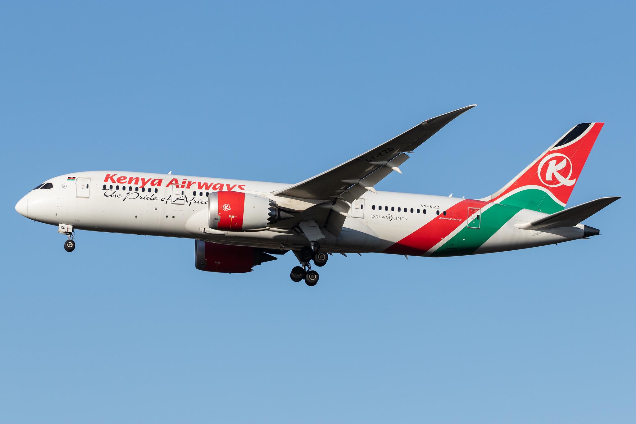 London Heathrow Airport: Kenya Airways (KQ / KQA) |  Boeing 787-8 Dreamliner B788 | 5Y-KZD | MSN 36041