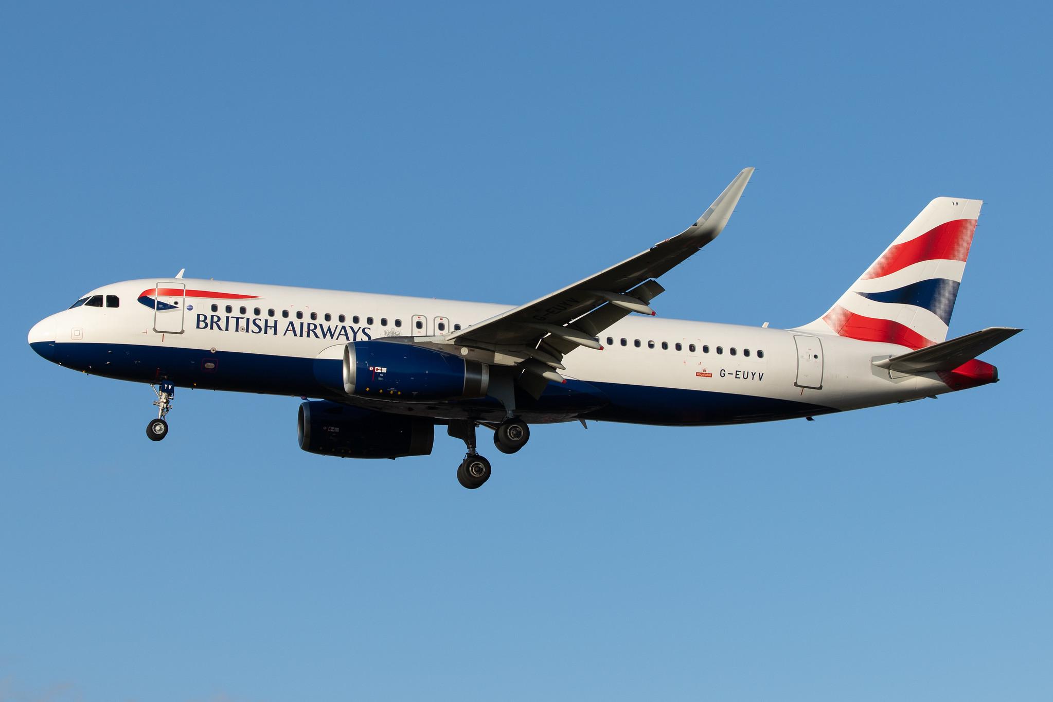 London Heathrow Airport: British Airways (BA / BAW) |  Airbus A320-232 A320 | G-EUYV | MSN 6091
