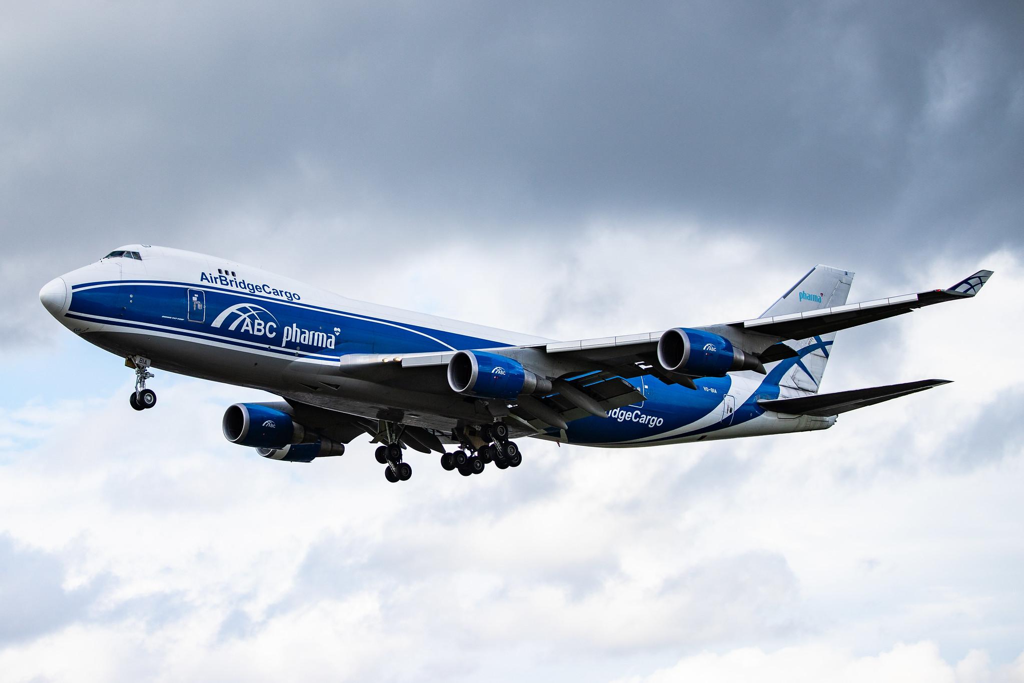 London Heathrow Airport: AirBridgeCargo (RU / ABW) | Operator: AirBridgeCargo Airlines |  Boeing 747-4KZF(SCD) B744 | VQ-BIA | MSN 36785