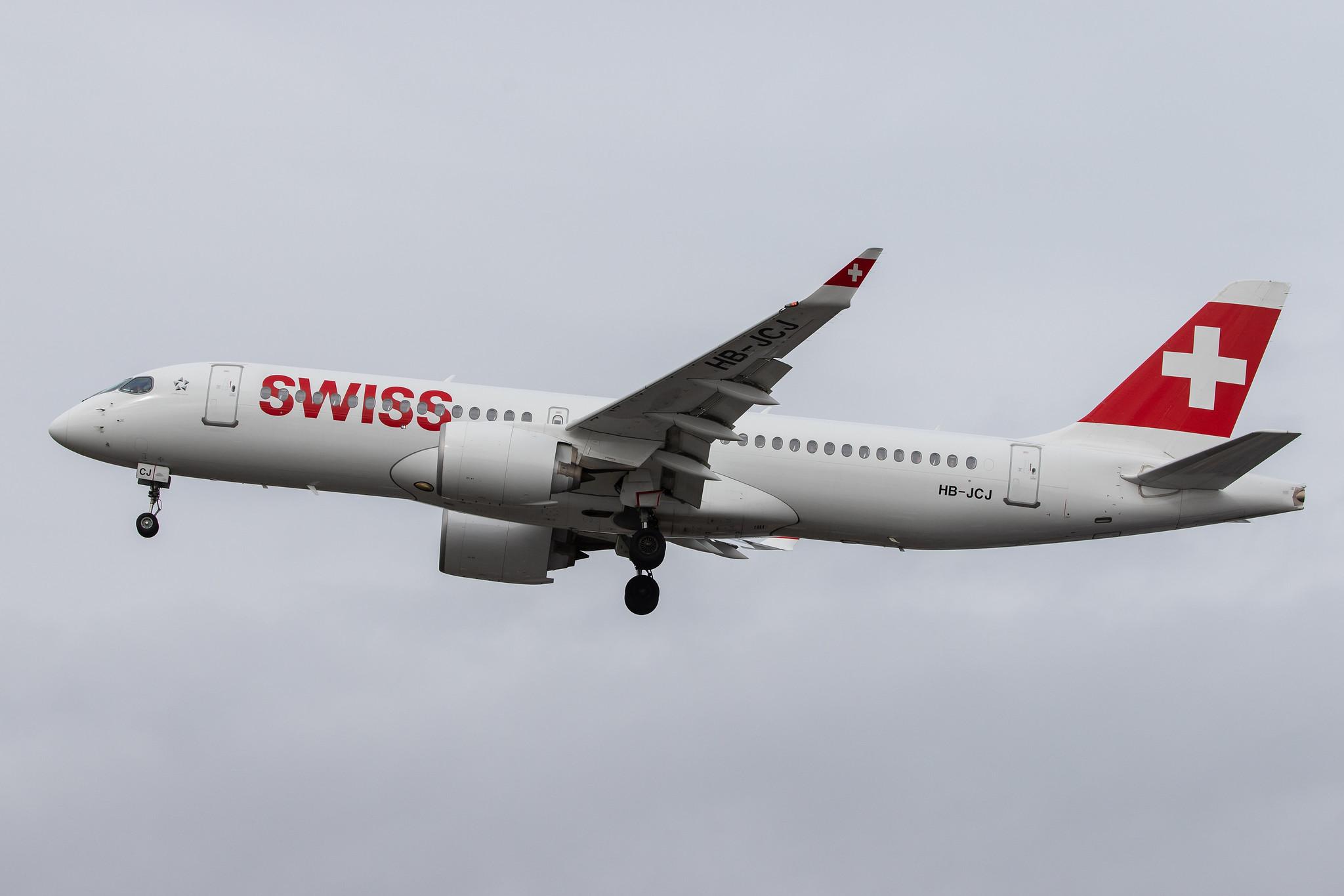 London Heathrow Airport: Swiss (LX / SWR) |  Airbus A220-300 BCS3 | HB-JCJ | MSN 55025