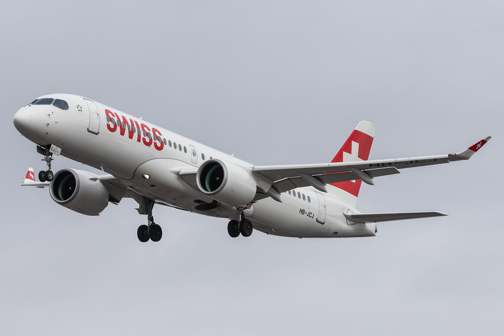 London Heathrow Airport: Swiss (LX / SWR) |  Airbus A220-300 BCS3 | HB-JCJ | MSN 55025
