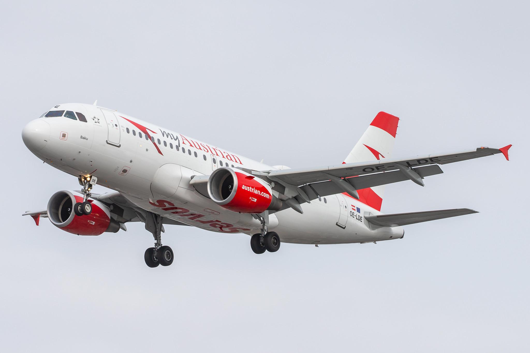 London Heathrow Airport: Austrian Airlines (OS / AUA) |  Airbus A319-112 A319 | OE-LDE | MSN 2494