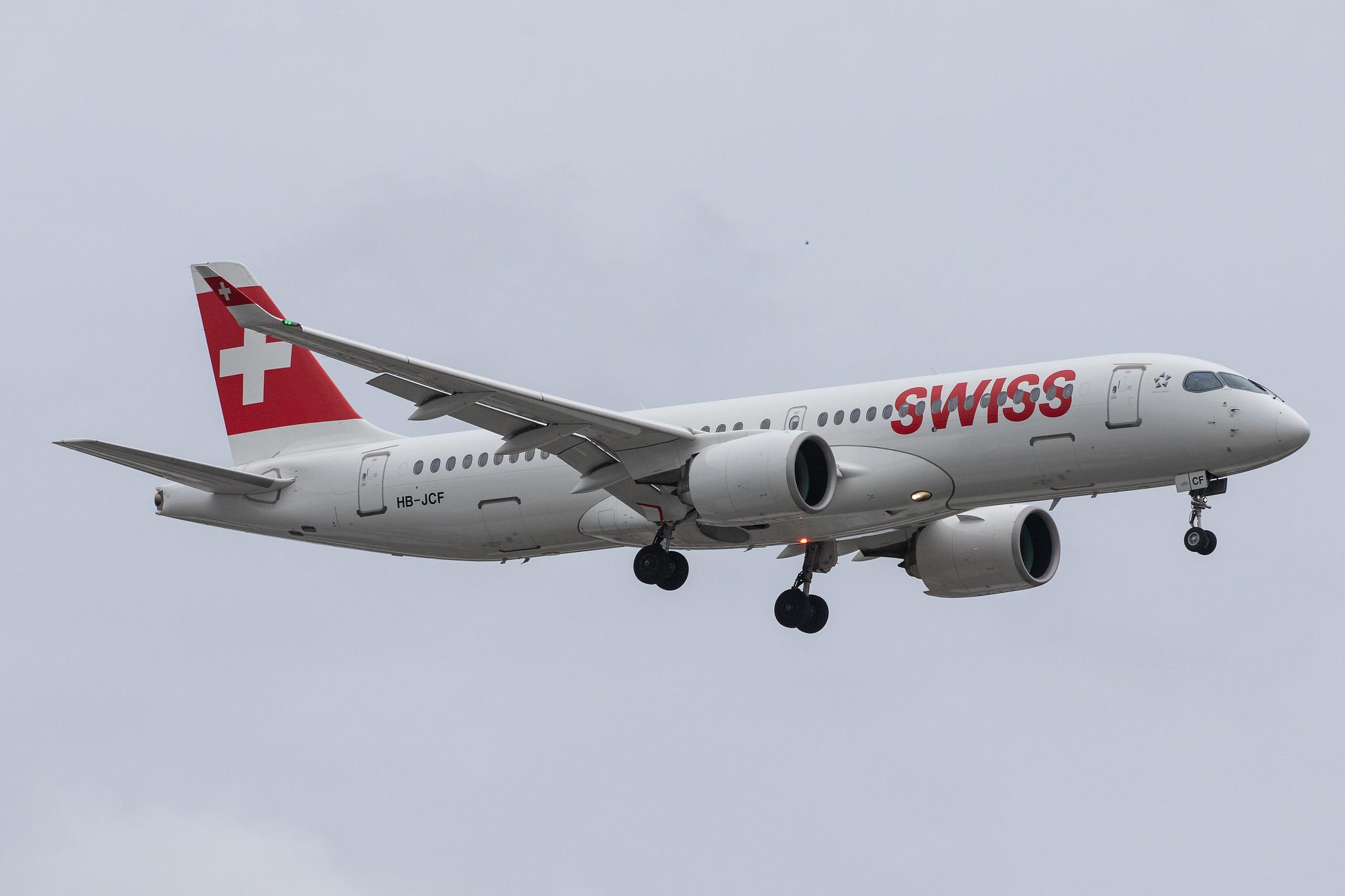 London Heathrow Airport: Swiss (LX / SWR) |  Airbus A220-300 BCS3 | HB-JCF | MSN 55015
