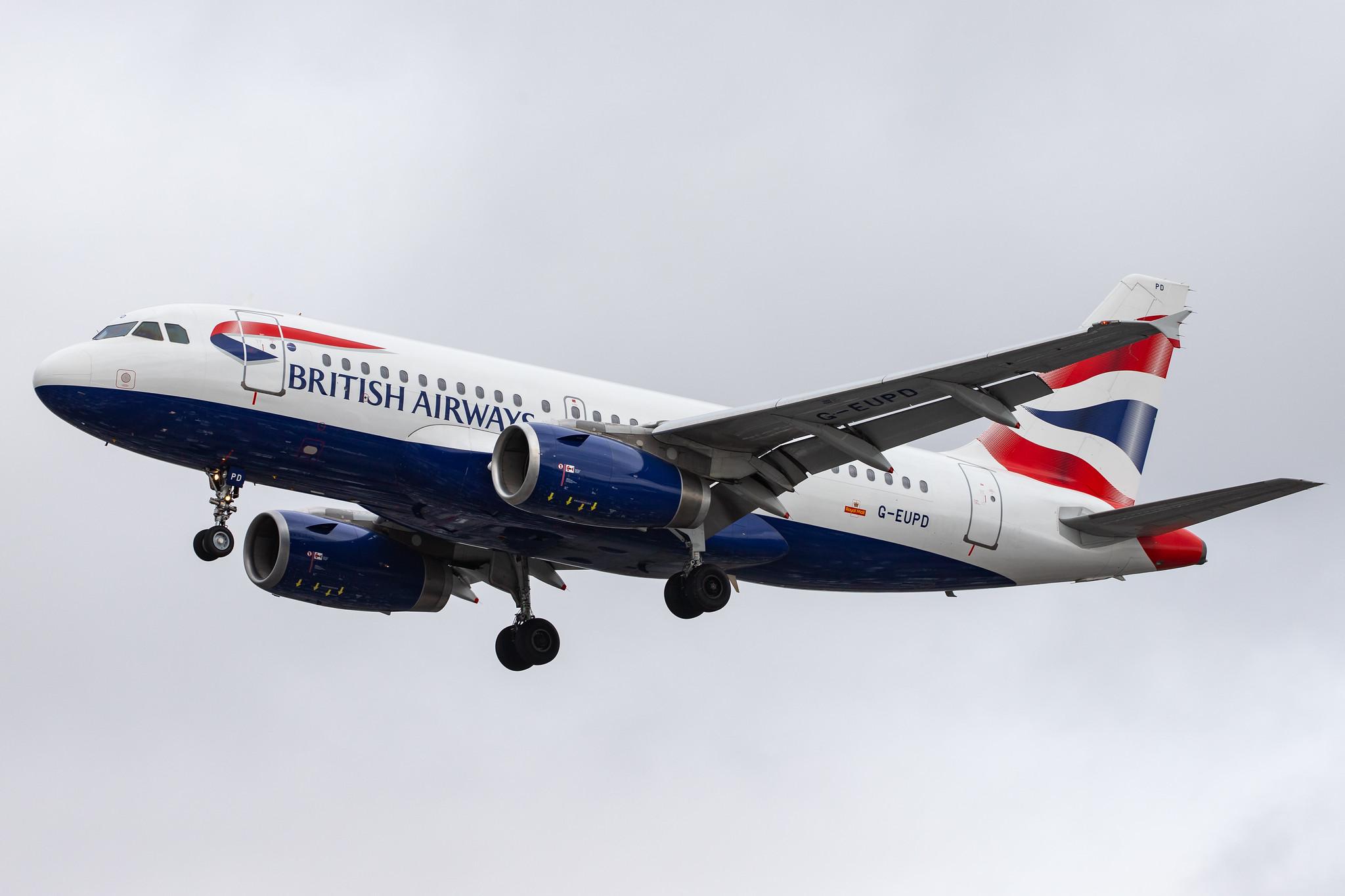 London Heathrow Airport: British Airways (BA / BAW) |  Airbus A319-131 A319 | G-EUPD | MSN 1142