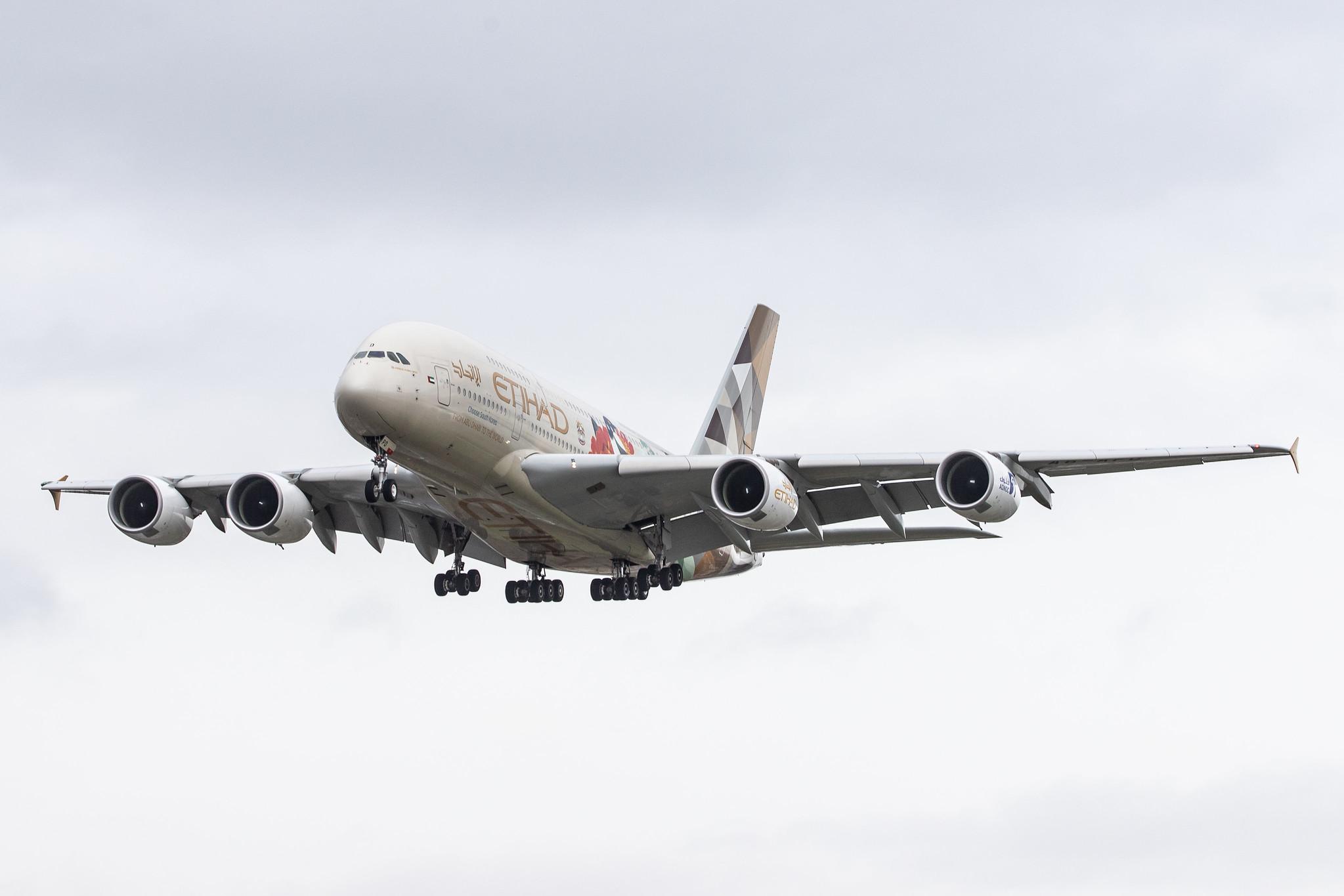 London Heathrow Airport: Etihad (EY / ETD) |  Livery: ADNOC - Choose South Korea Livery | Operator: Etihad Airways |  Airbus A380-861 A388 | A6-APD | MSN 180