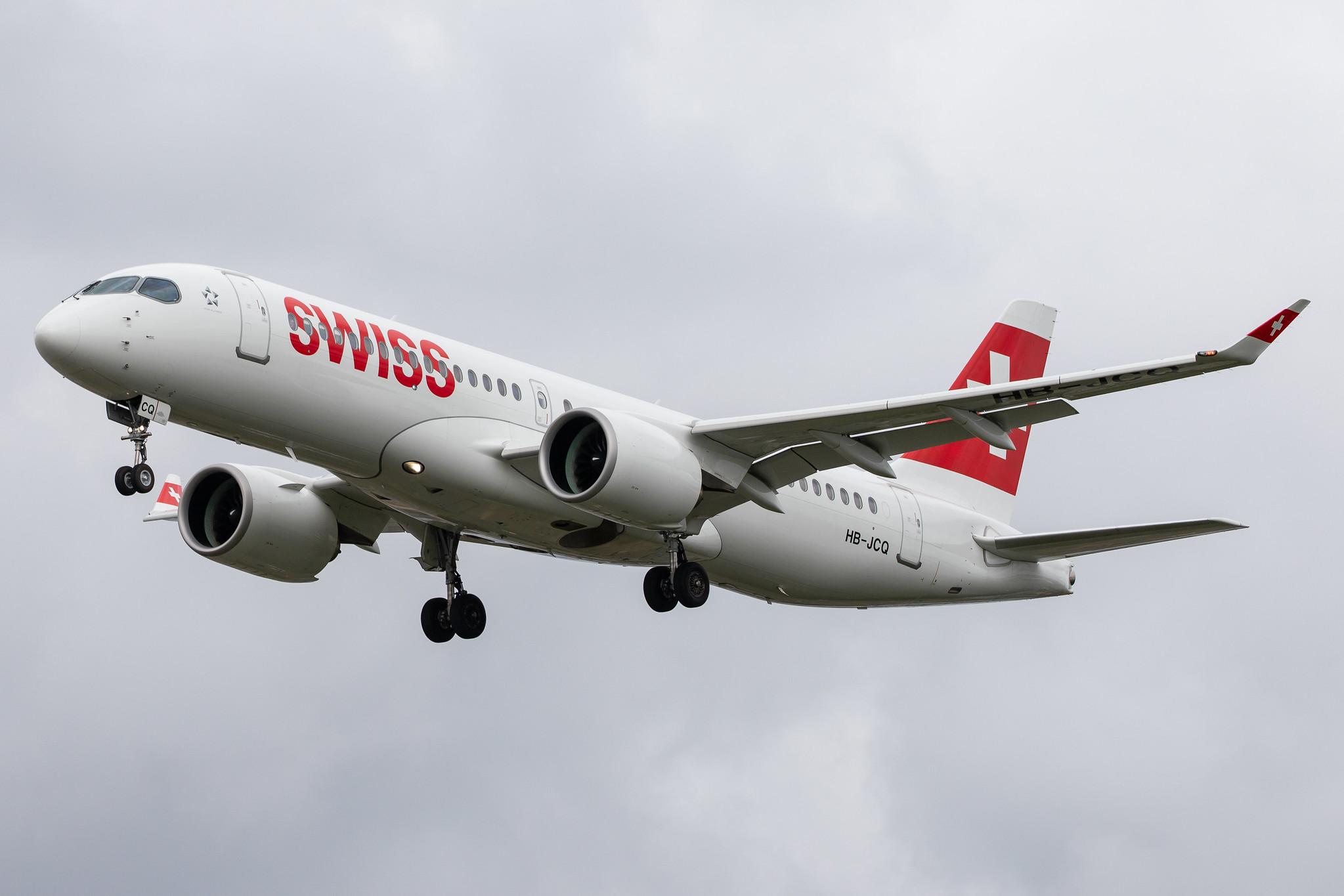 London Heathrow Airport: Swiss (LX / SWR) |  Airbus A220-300 BCS3 | HB-JCQ | MSN 55040