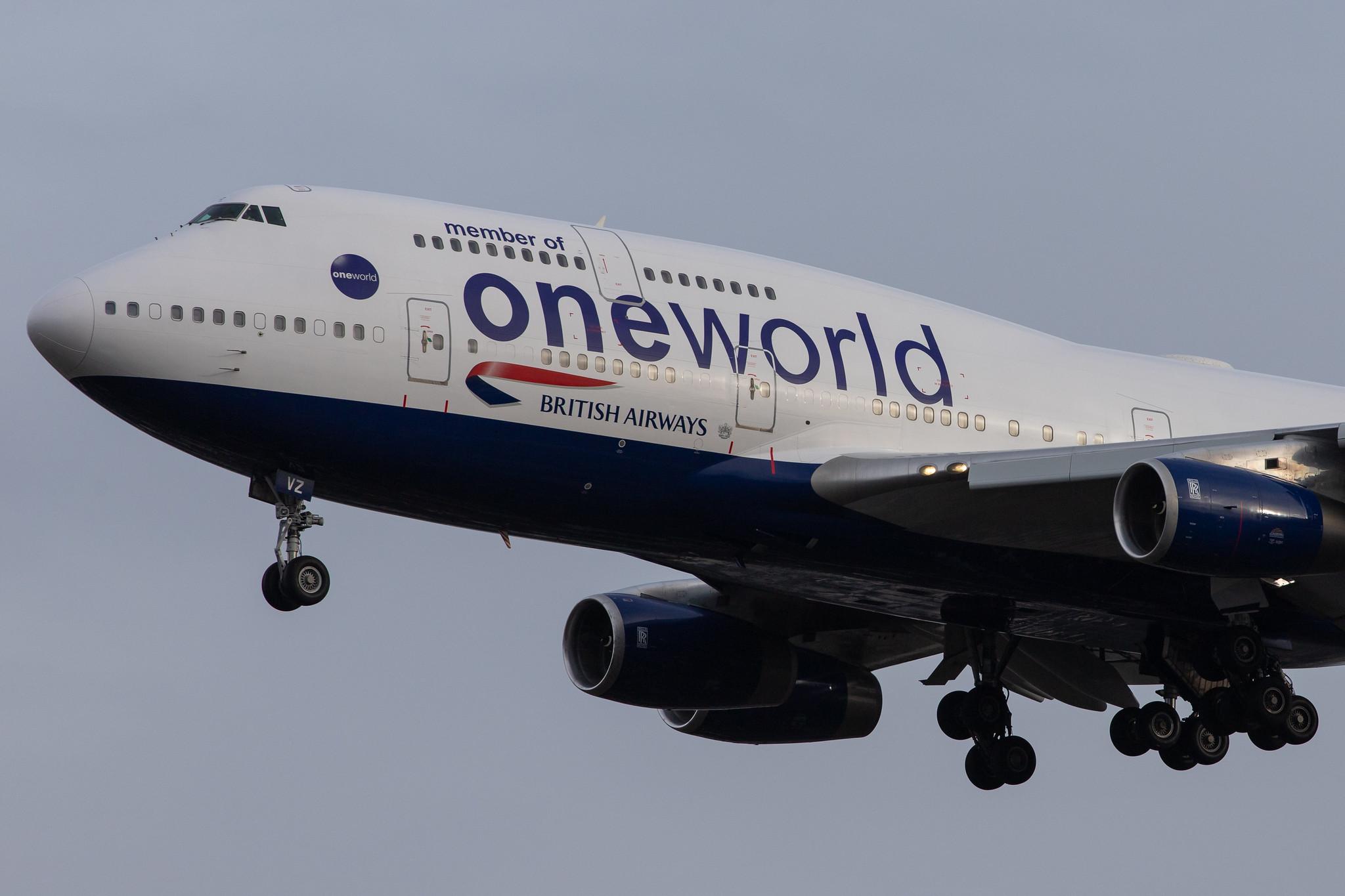 London Heathrow Airport: British Airways (BA / BAW) |  Livery: Oneworld livery |  Boeing 747-436 B744 | G-CIVZ | MSN 28854