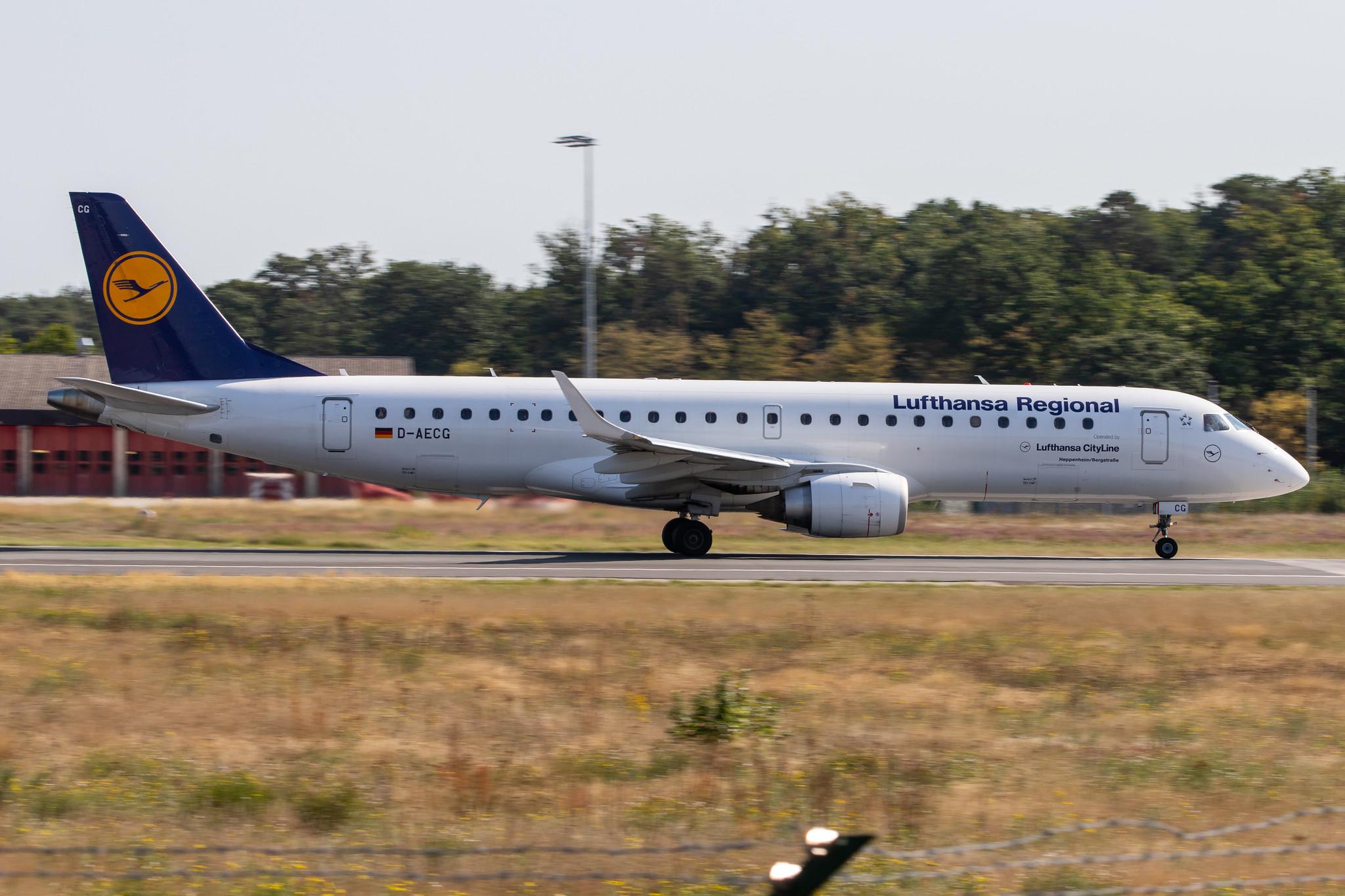 Frankfurt Airport: Lufthansa (LH / DLH) | Operator: Lufthansa CityLine |  Embraer E190LR E190 | D-AECG | MSN 19000368