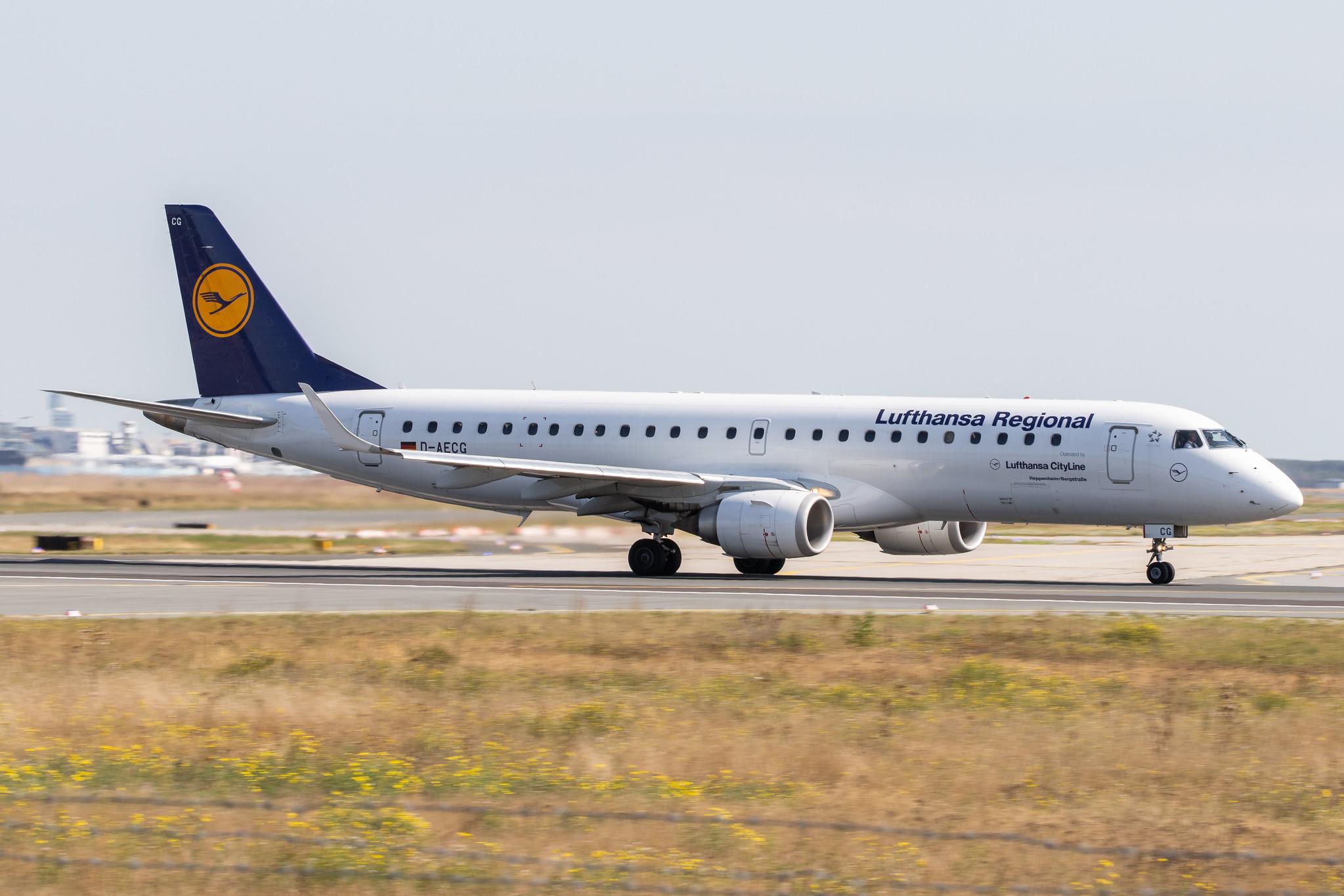 Frankfurt Airport: Lufthansa (LH / DLH) | Operator: Lufthansa CityLine |  Embraer E190LR E190 | D-AECG | MSN 19000368