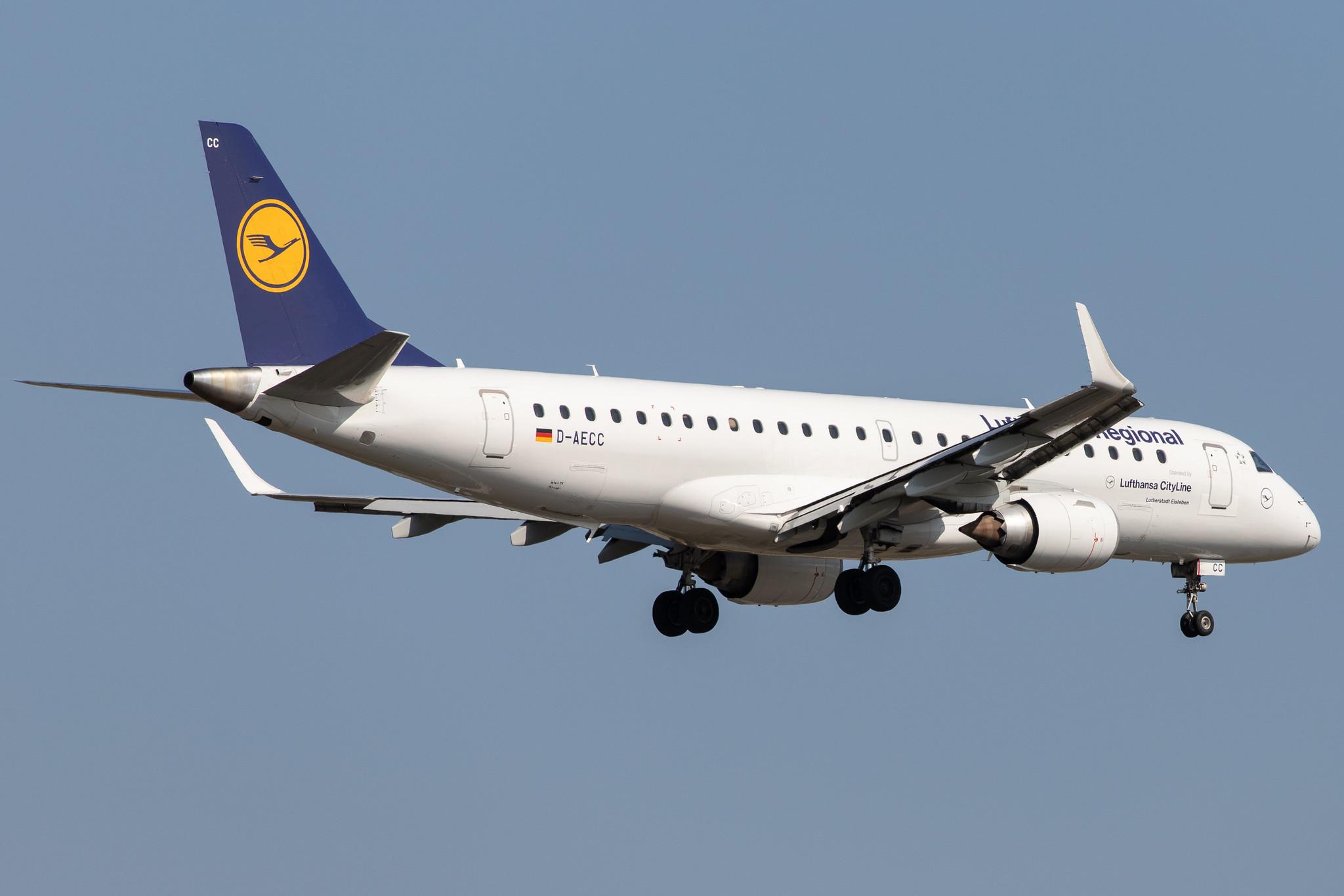 Frankfurt Airport: Lufthansa (LH / DLH) | Operator: Lufthansa CityLine |  Embraer E190LR E190 | D-AECC | MSN 19000333