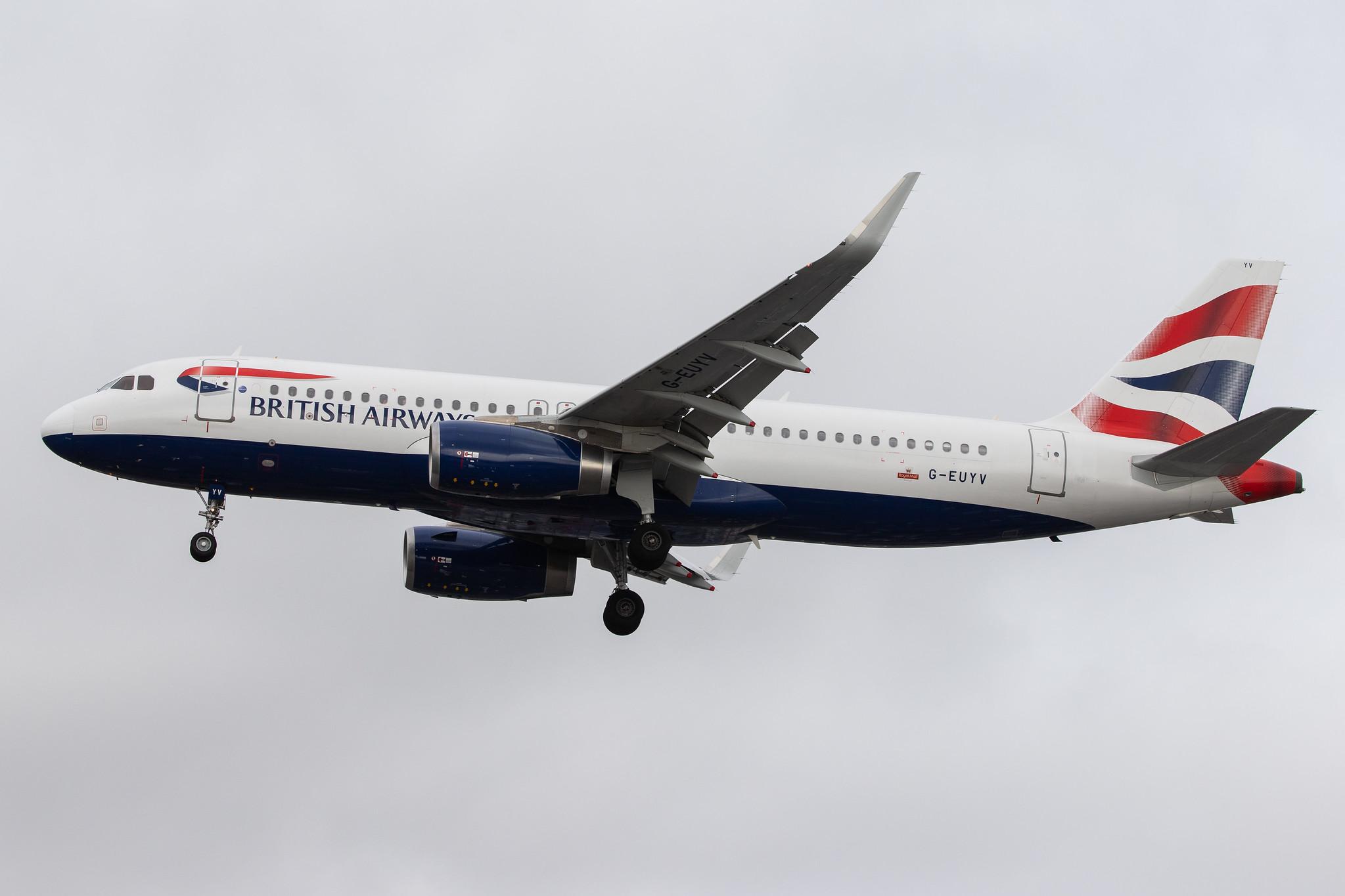 London Heathrow Airport: British Airways (BA / BAW) |  Airbus A320-232 A320 | G-EUYV | MSN 6091