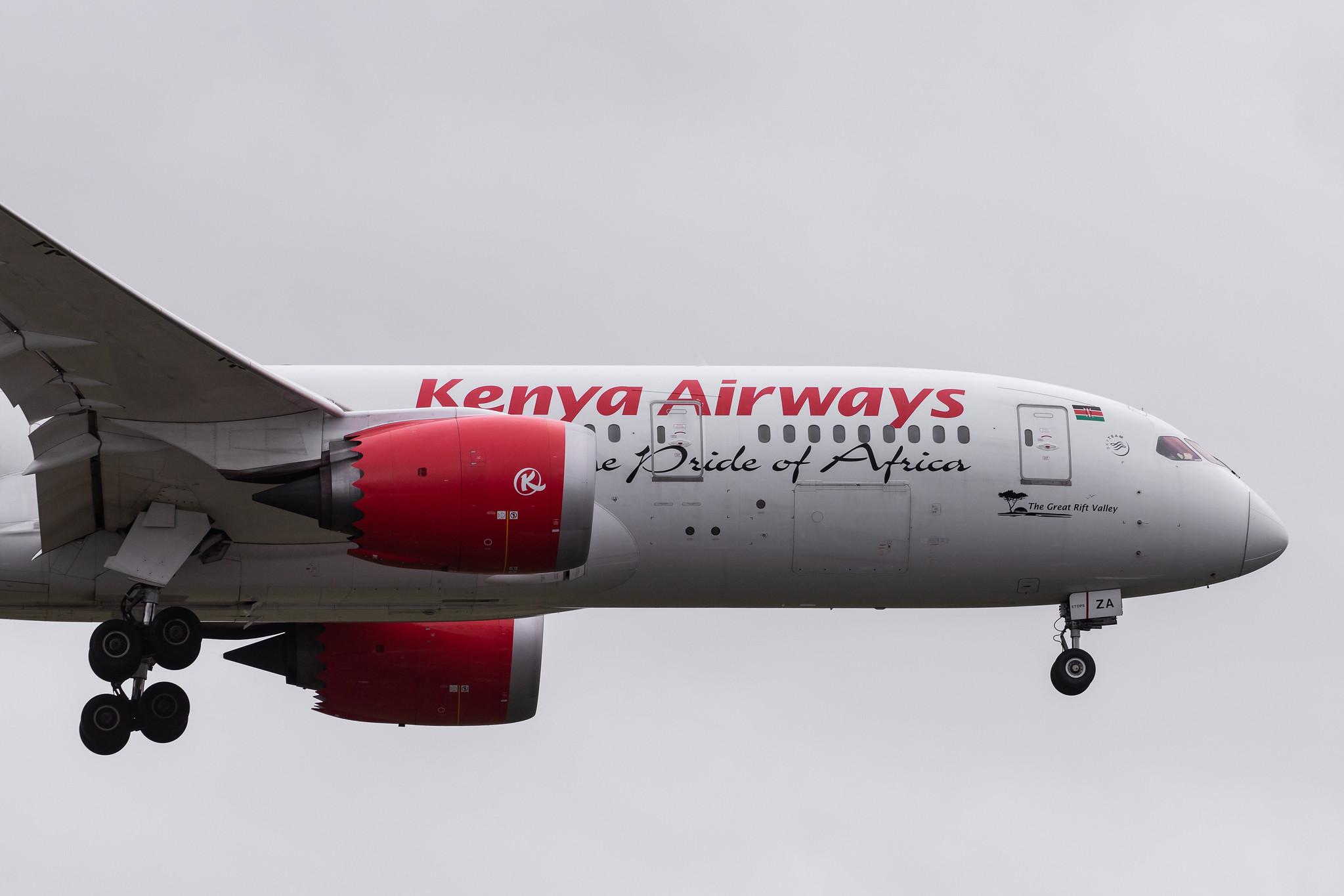 London Heathrow Airport: Kenya Airways (KQ / KQA) |  Boeing 787-8 Dreamliner B788 | 5Y-KZA | MSN 35510