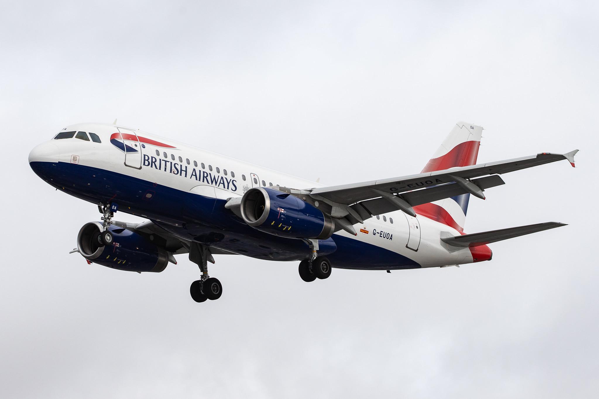 London Heathrow Airport: British Airways (BA / BAW) |  Airbus A319-131 A319 | G-EUOA | MSN 1513
