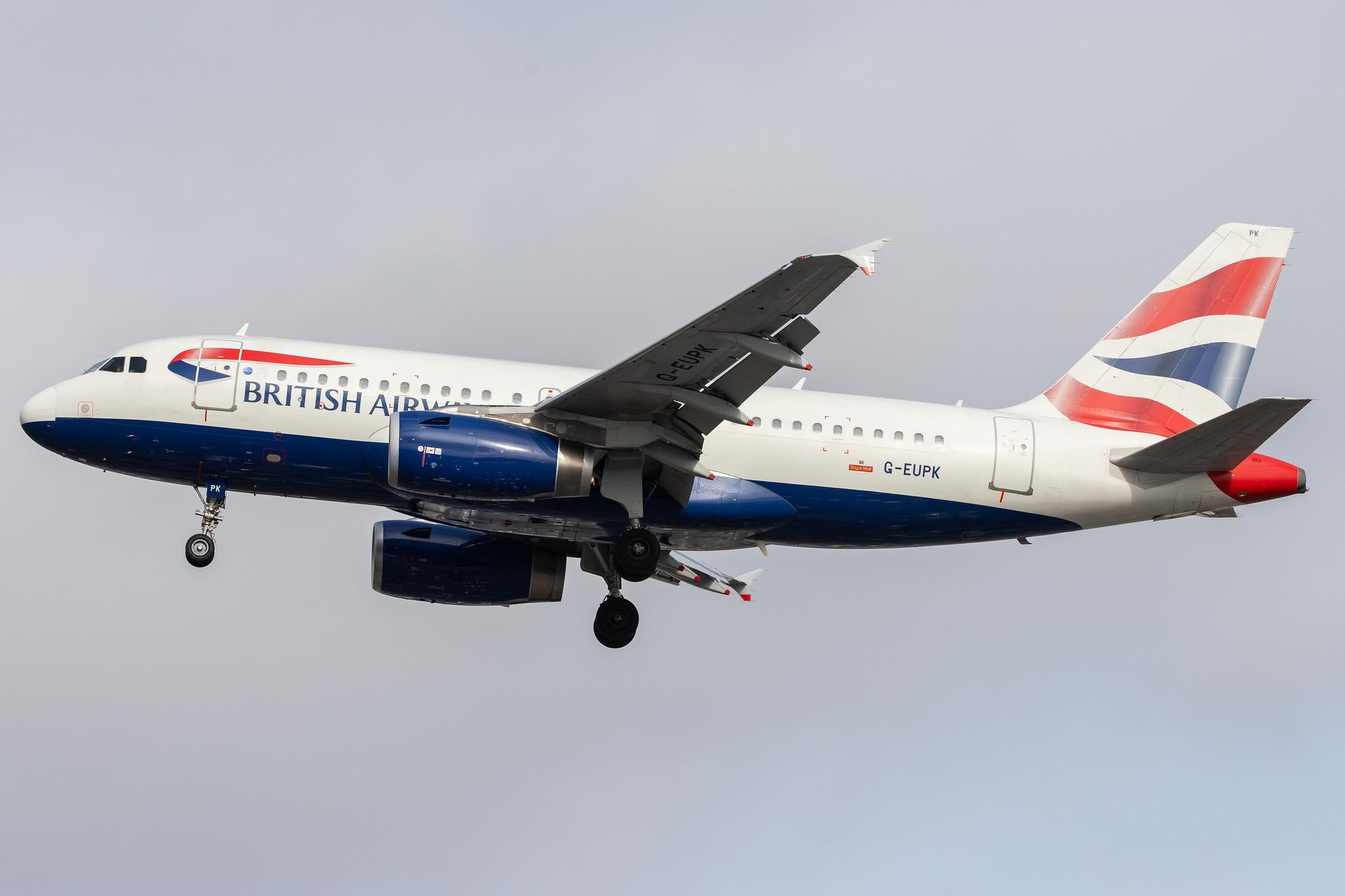 London Heathrow Airport: British Airways (BA / BAW) |  Airbus A319-131 A319 | G-EUPK | MSN 1236