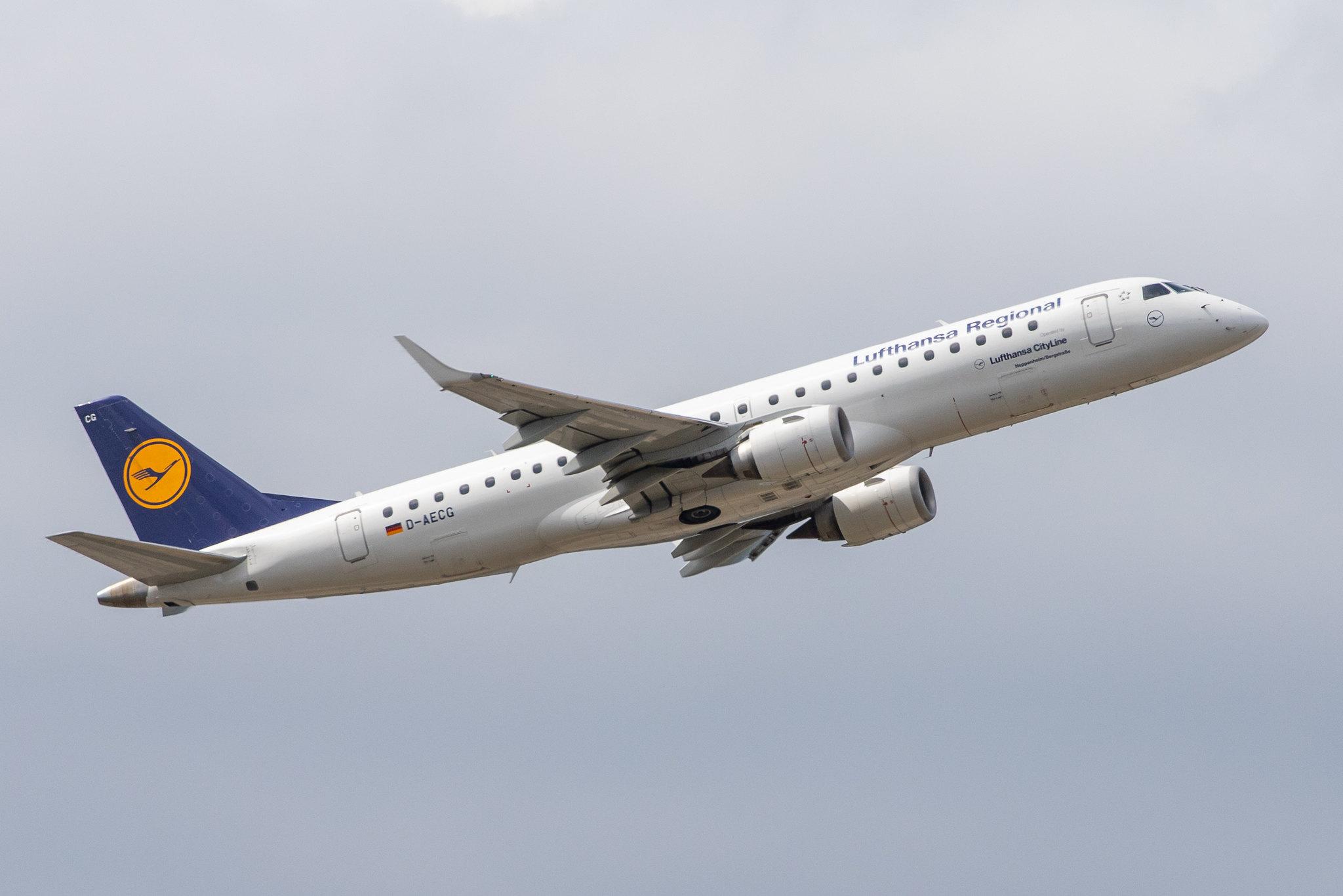 Frankfurt Airport: Lufthansa (LH / DLH) | Operator: Lufthansa CityLine |  Embraer E190LR E190 | D-AECG | MSN 19000368