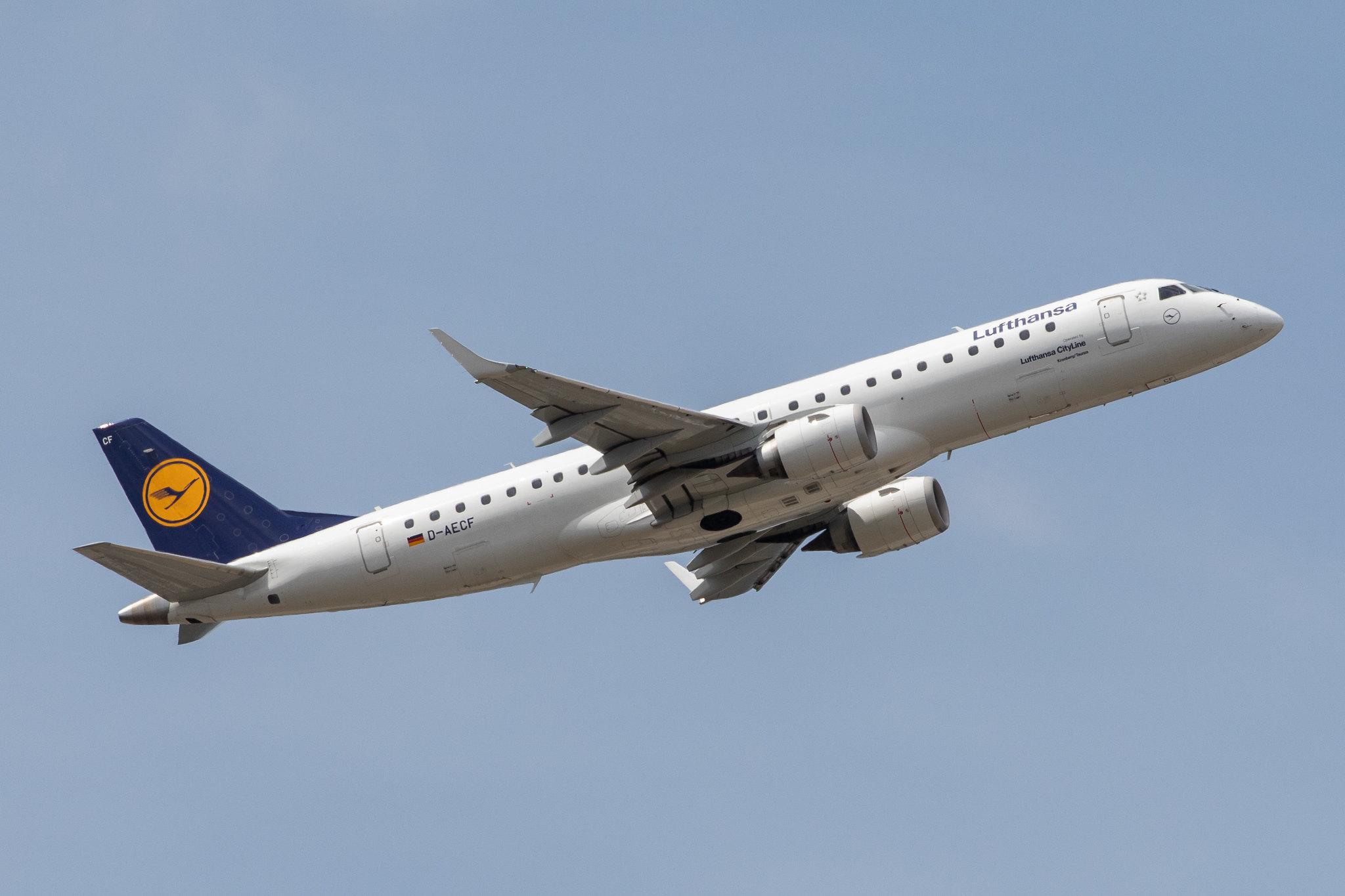 Frankfurt Airport: Lufthansa (LH / DLH) | Operator: Lufthansa CityLine |  Embraer E190LR E190 | D-AECF | MSN 19000359