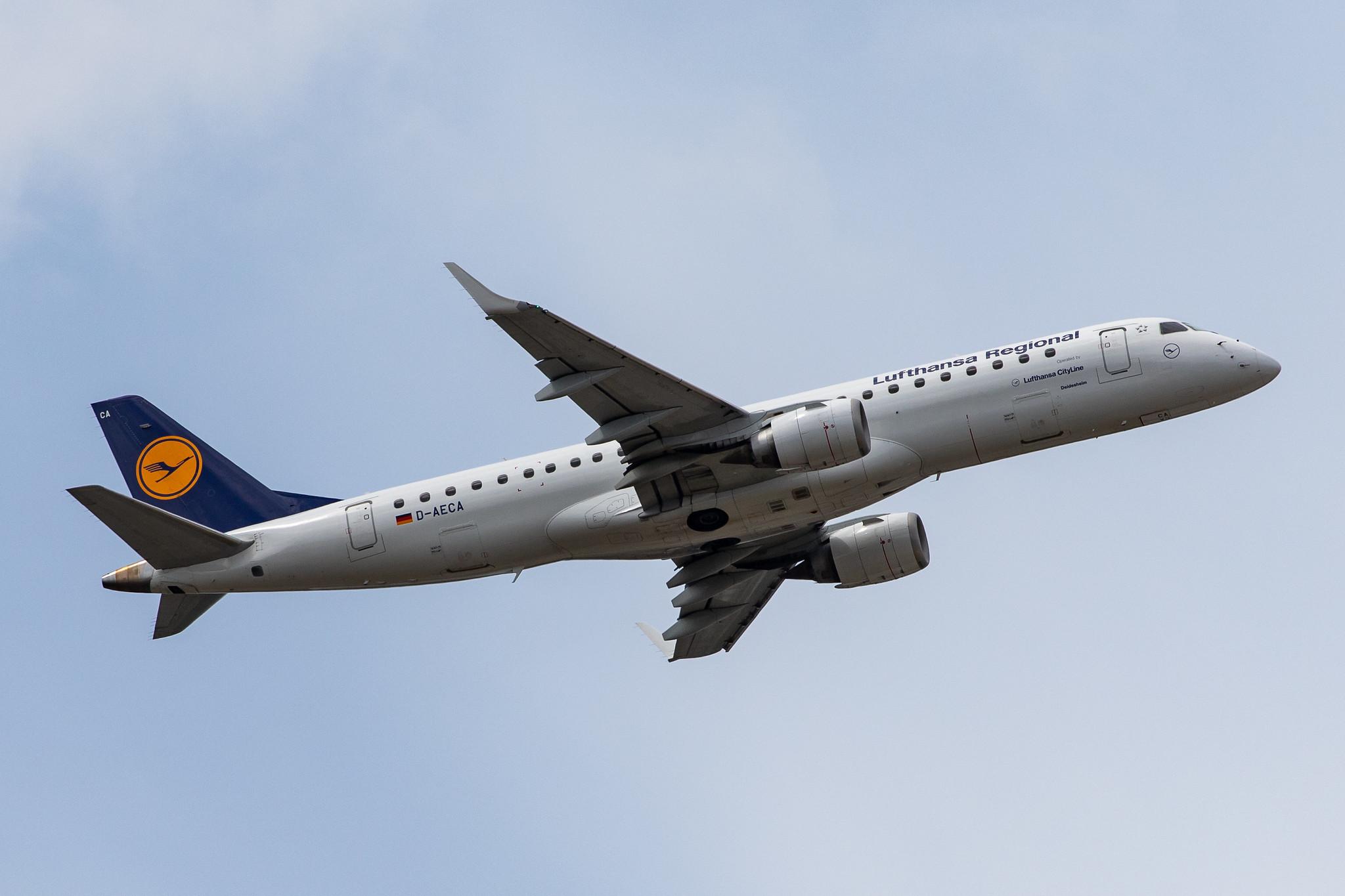 Frankfurt Airport: Lufthansa (LH / DLH) | Operator: Lufthansa CityLine |  Embraer E190LR E190 | D-AECA | MSN 19000327