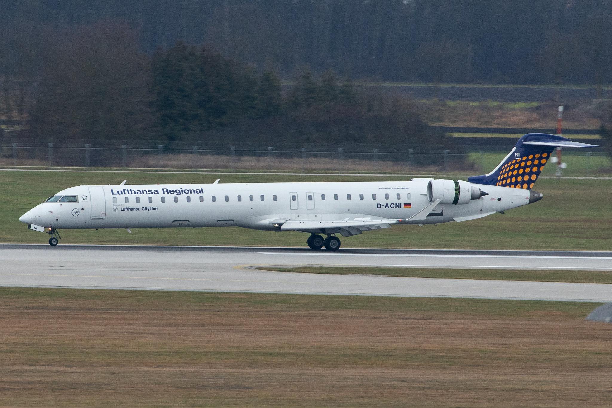 Munich Airport: Lufthansa (LH / DLH) | Operator: Lufthansa CityLine |  Bombardier CRJ-900LR CRJ9 | D-ACNI | MSN 15248