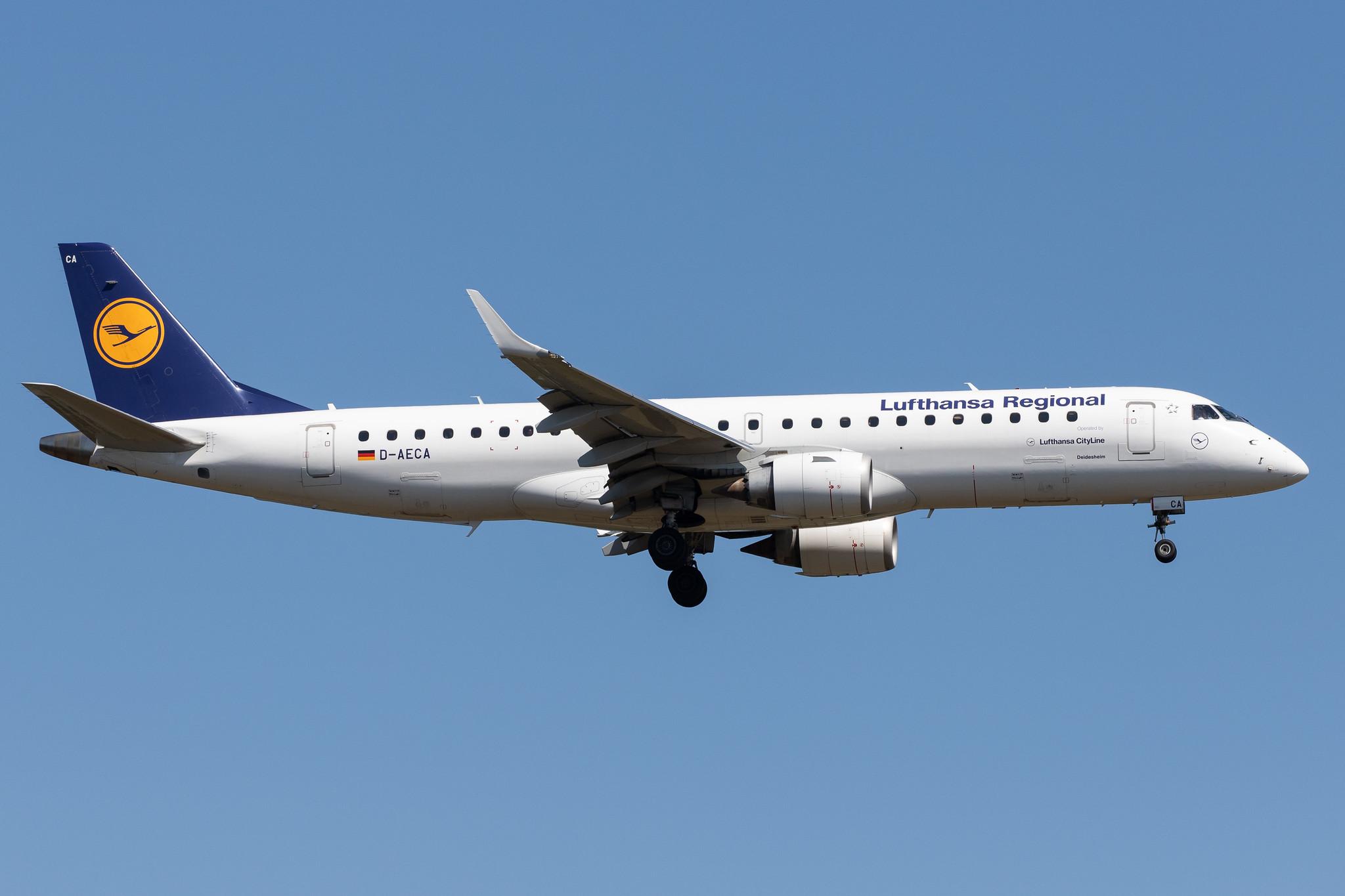 Frankfurt Airport: Lufthansa (LH / DLH) | Operator: Lufthansa CityLine |  Embraer E190LR E190 | D-AECA | MSN 19000327