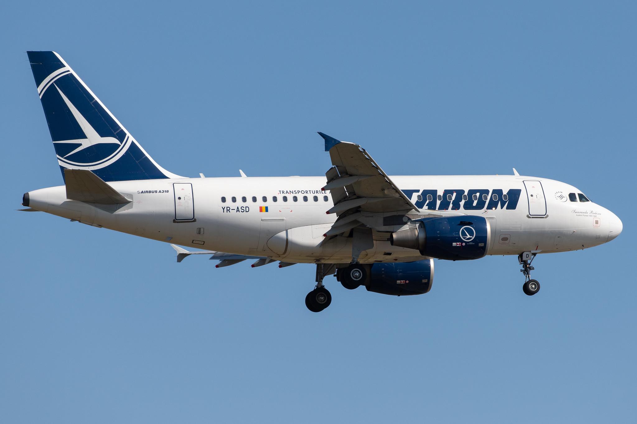 Frankfurt Airport: Tarom (RO / ROT) |  Airbus A318-111 A318 | YR-ASD | MSN 3225