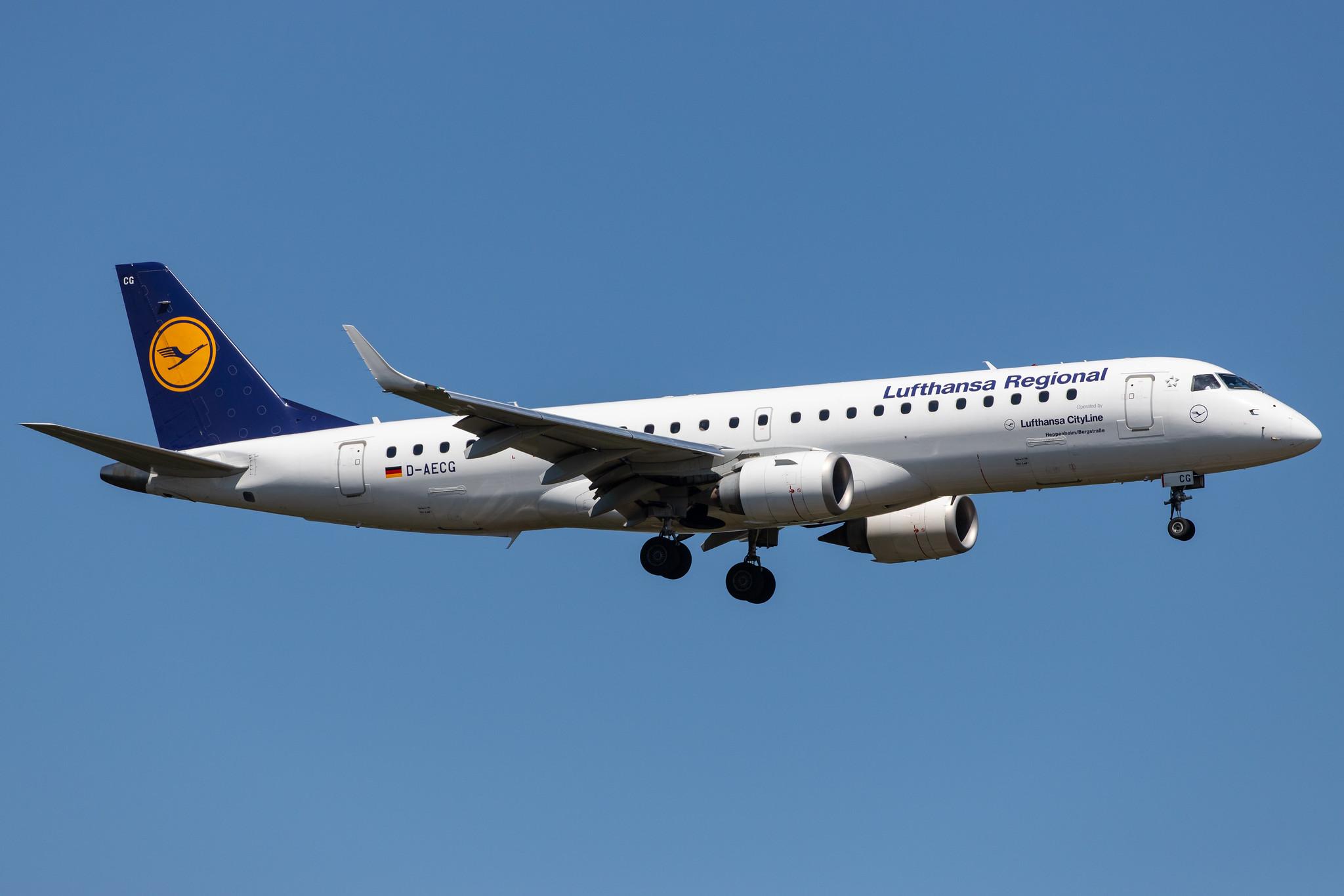 Frankfurt Airport: Lufthansa (LH / DLH) | Operator: Lufthansa CityLine |  Embraer E190LR E190 | D-AECG | MSN 19000368
