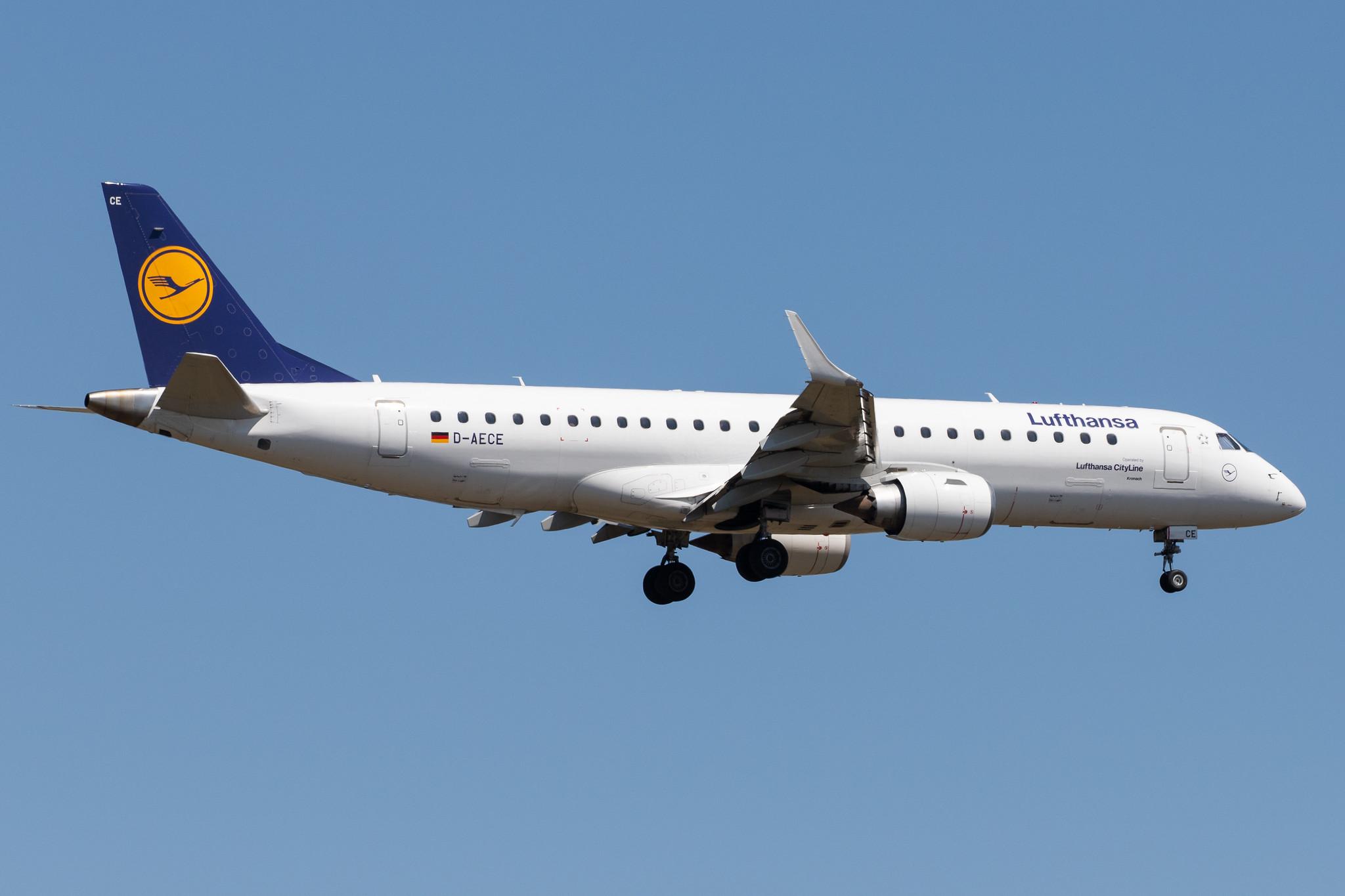 Frankfurt Airport: Lufthansa (LH / DLH) | Operator: Lufthansa CityLine |  Embraer E190LR E190 | D-AECE | MSN 19000341