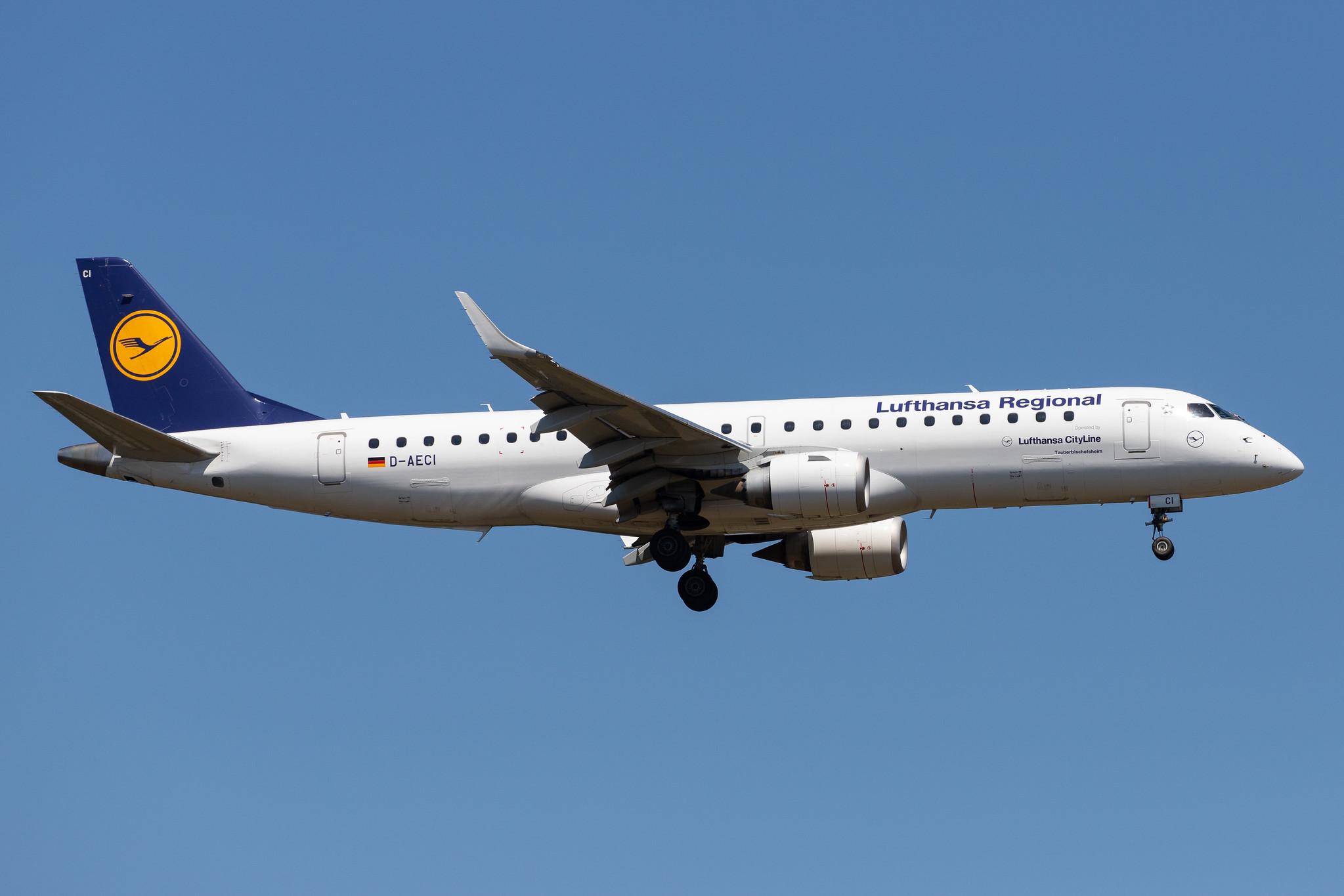 Frankfurt Airport: Lufthansa (LH / DLH) | Operator: Lufthansa CityLine |  Embraer E190LR E190 | D-AECI | MSN 19000381