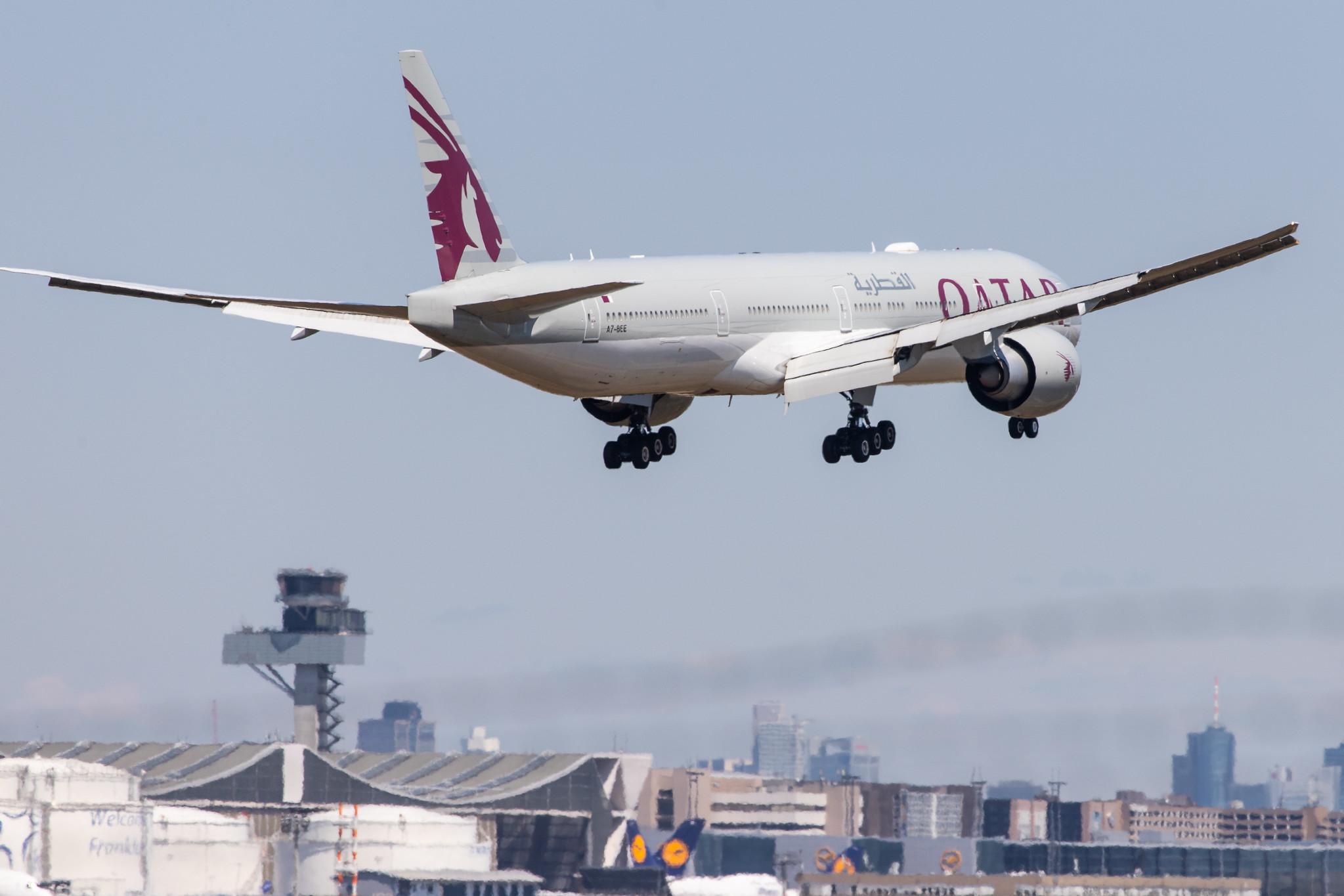 Frankfurt Airport: Qatar Airways (QR / QTR) |  Boeing 777-3DZ(ER) B77W | A7-BEE | MSN 60331
