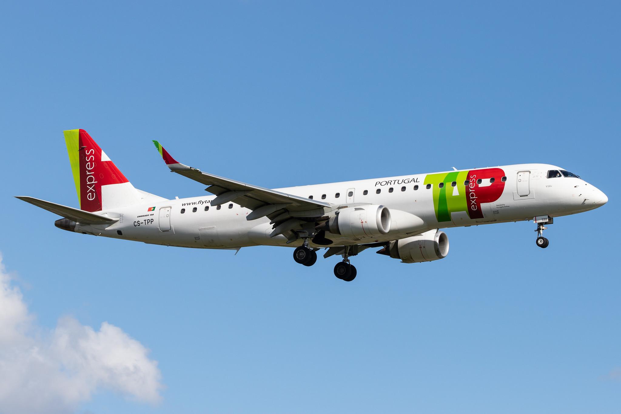 Hamburg Airport: TAP Express (NI / PGA) |  Embraer E190LR E190 | CS-TPP | MSN 19000441