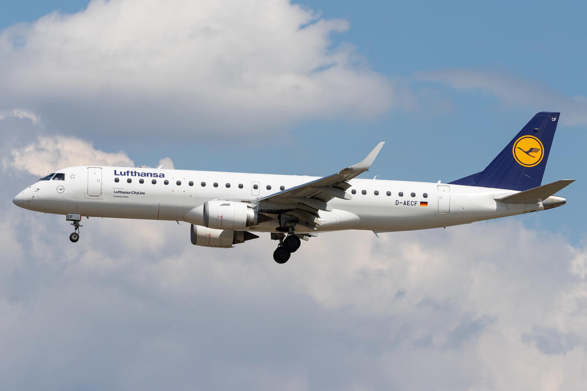 Frankfurt Airport: Lufthansa (LH / DLH) | Operator: Lufthansa CityLine |  Embraer E190LR E190 | D-AECF | MSN 19000359