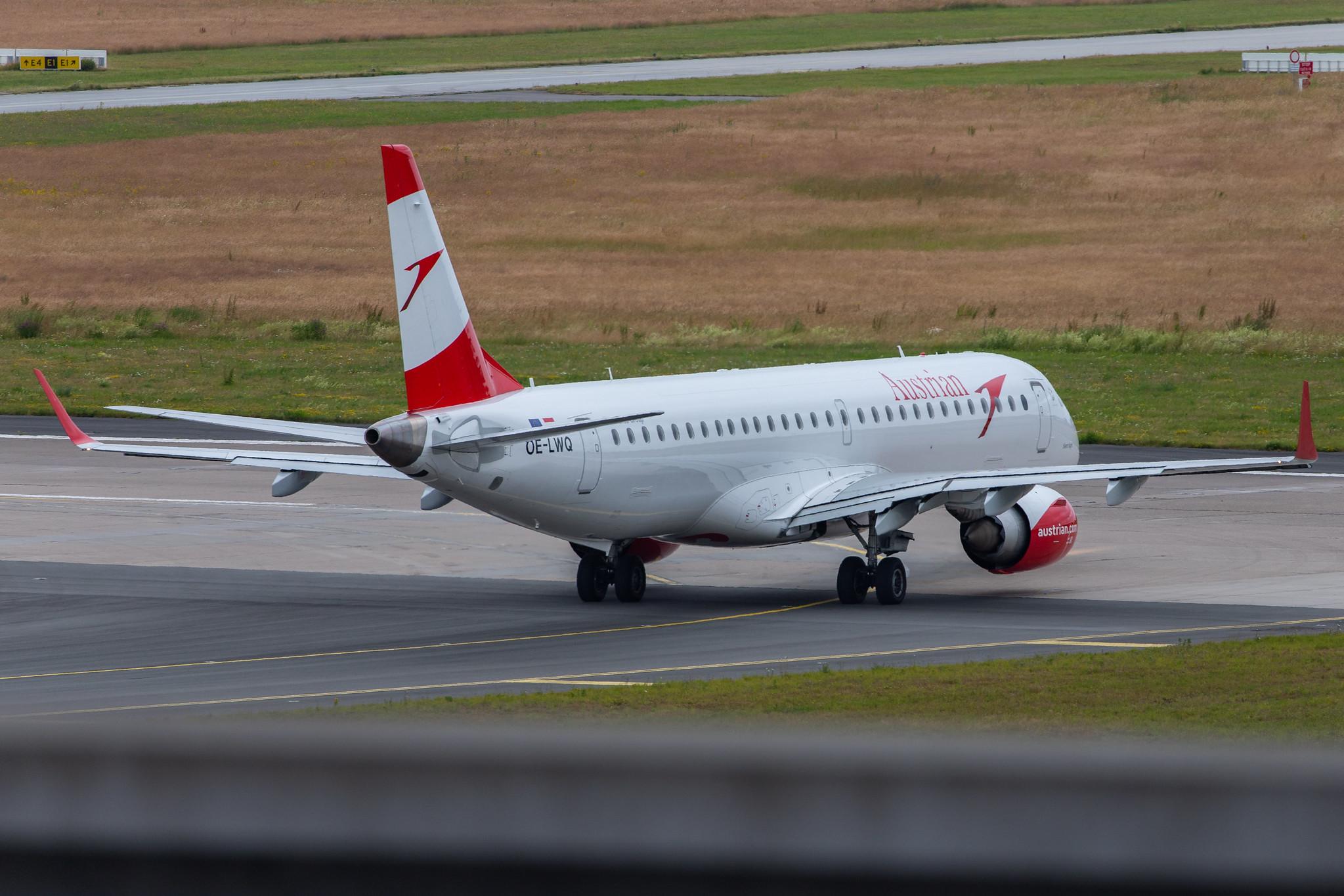 Hamburg Airport: Austrian Airlines (OS / AUA) |  Embraer E195LR E195 | OE-LWQ | MSN 19000565