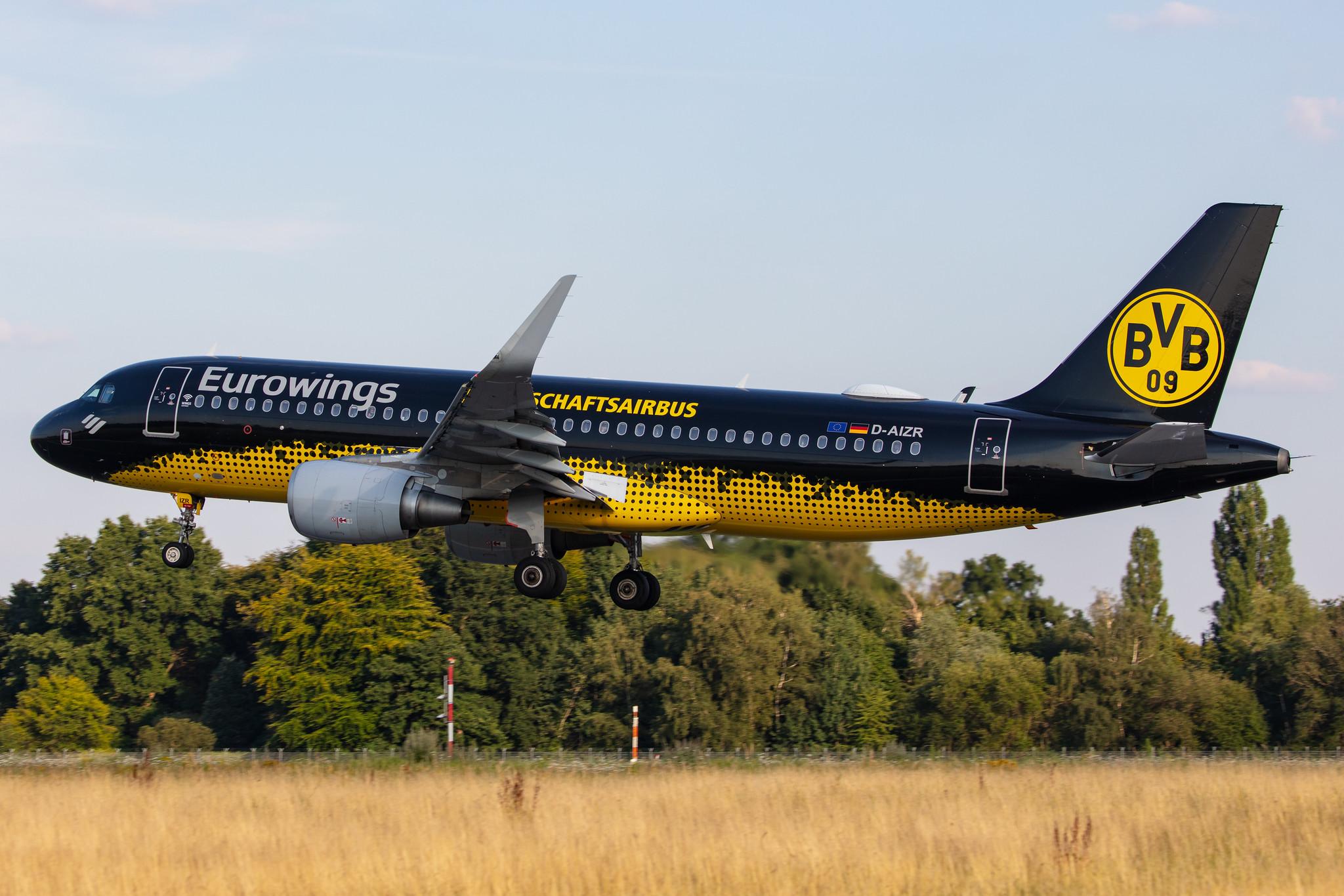 Hamburg Airport: Eurowings (EW / EWG) |  Livery: Borussia Dortmund Livery |  Airbus A320-214 A320 | D-AIZR | MSN 5525