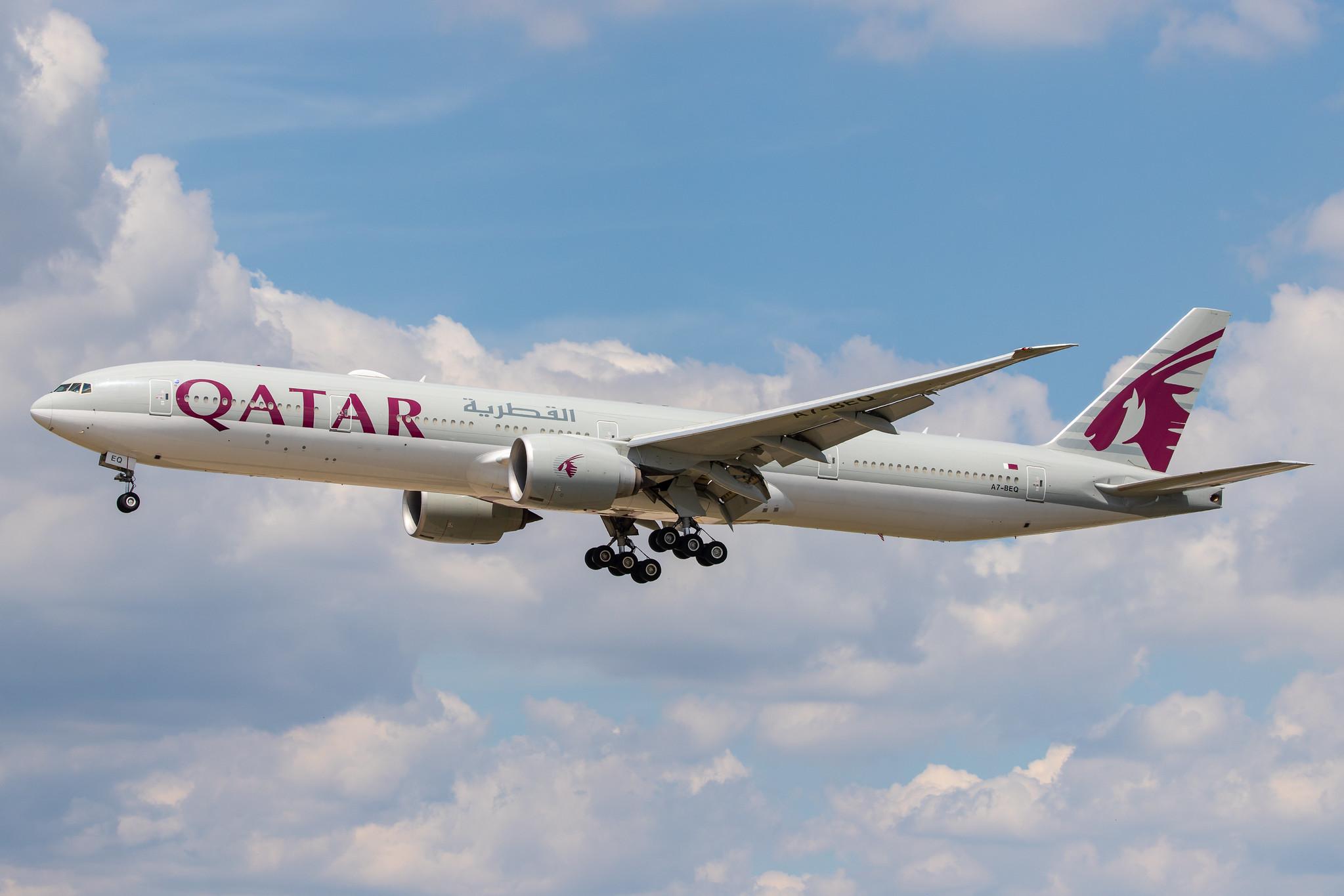 Frankfurt Airport: Qatar Airways (QR / QTR) |  Boeing 777-3DZ(ER) B77W | A7-BEQ | MSN 64085