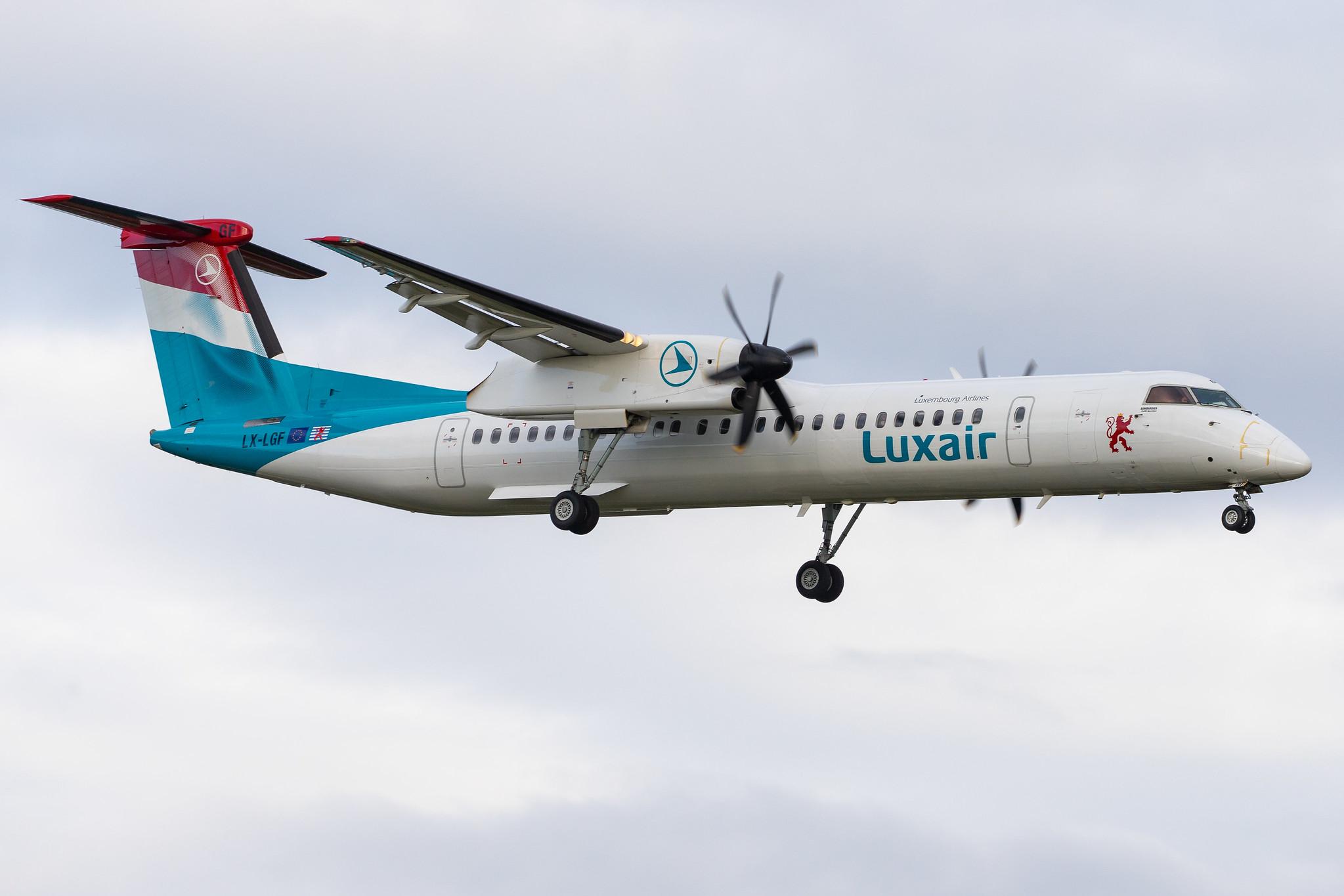 Hamburg Airport: Luxair (LG / LGL) |  De Havilland Canada Dash 8-400 DH8D | LX-LGF | MSN 4349