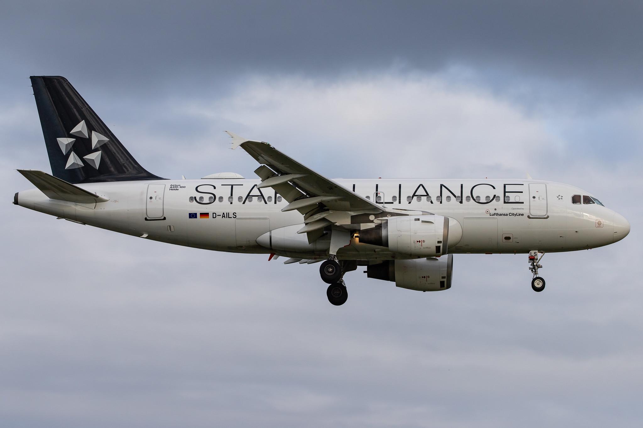Hamburg Airport: Lufthansa (LH / DLH) |  Livery: Star Alliance Livery | Operator: Lufthansa CityLine |  Airbus A319-114 A319 | D-AILS | MSN 0729