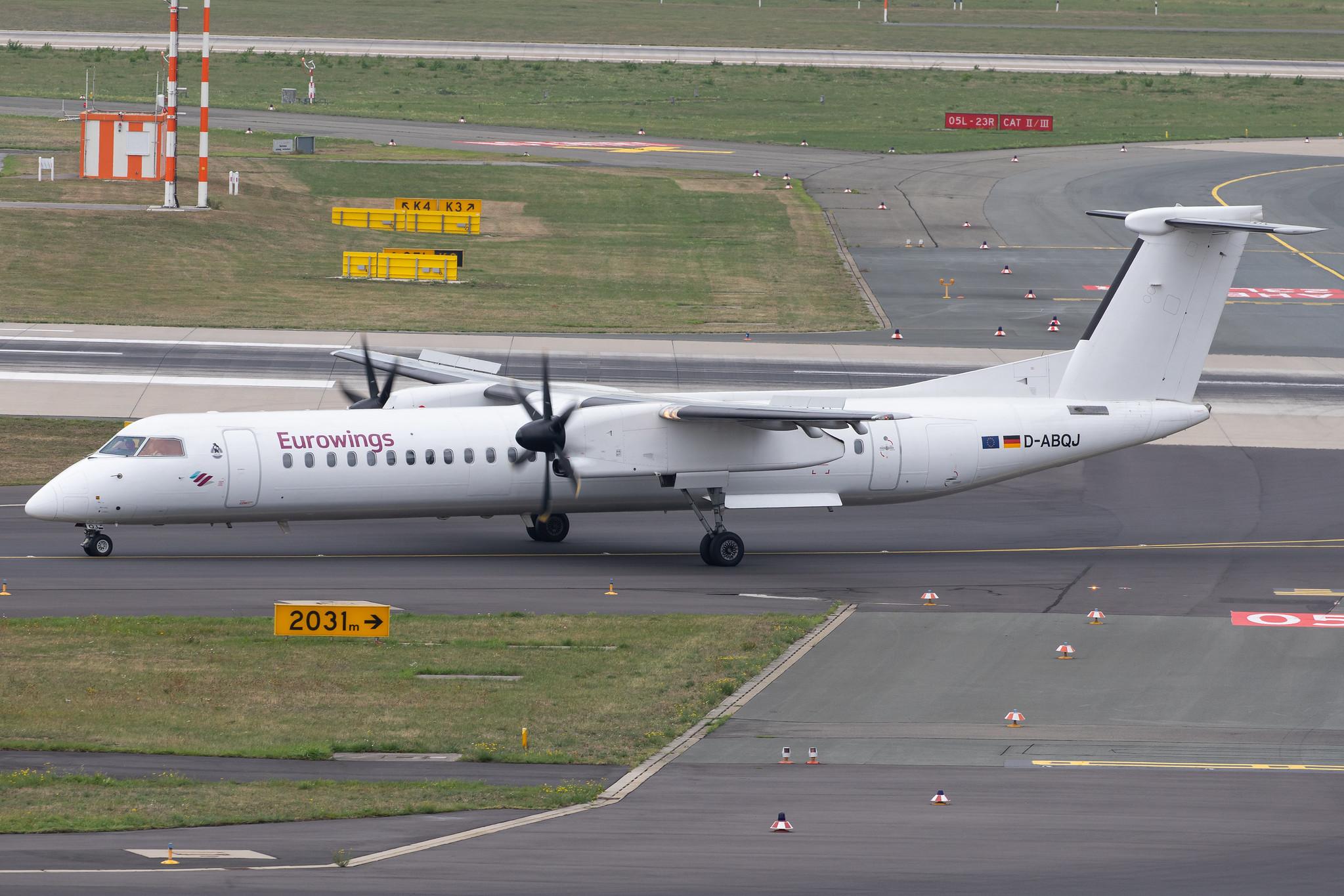 Düsseldorf Airport: Eurowings (EW / EWG) | Operator: Luftfahrtgesellschaft Walter |  De Havilland Canada Dash 8-400 DH8D | D-ABQJ | MSN 4274