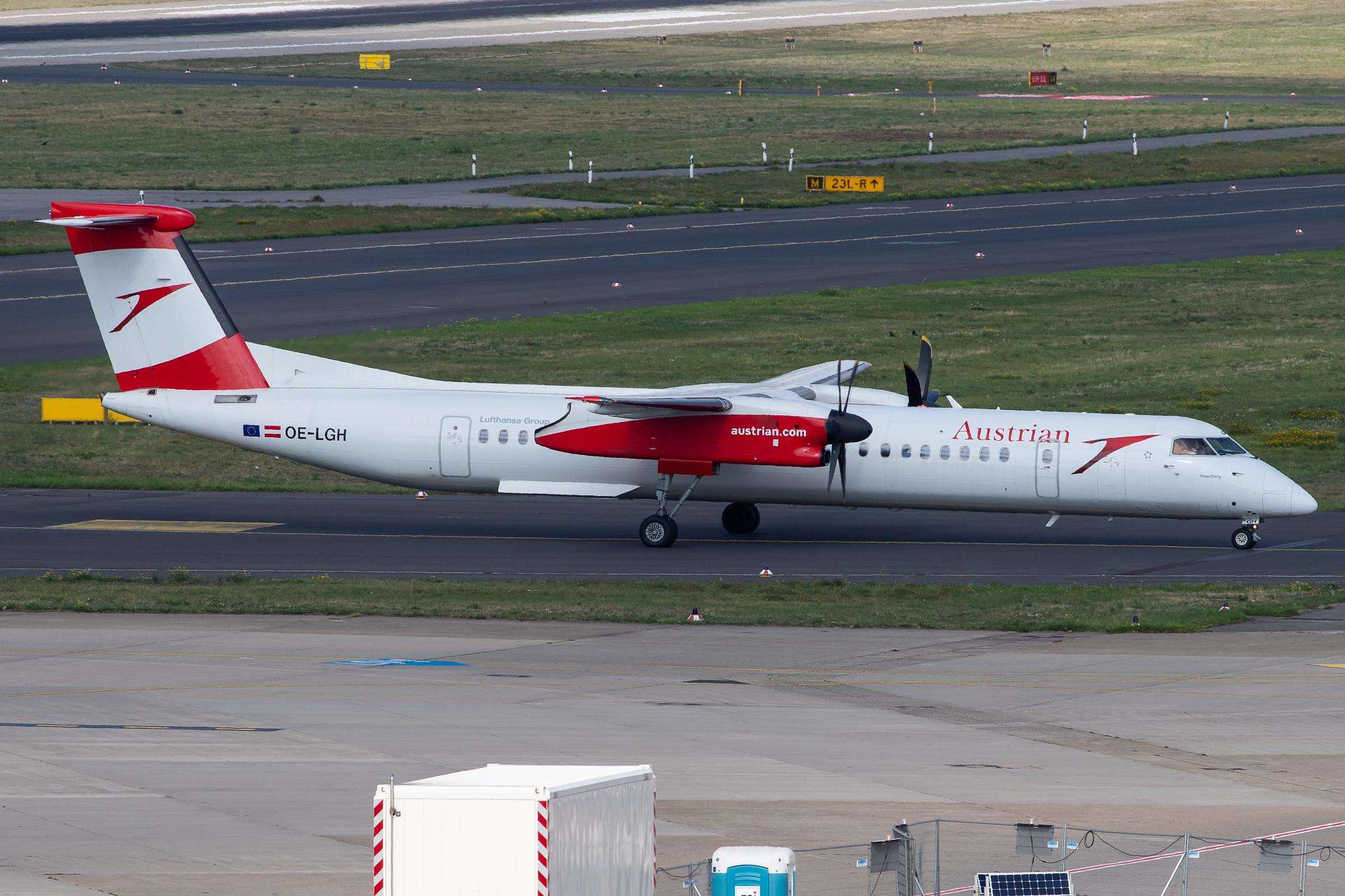 Düsseldorf Airport: Austrian Airlines (OS / AUA) |  De Havilland Canada Dash 8-400 DH8D | OE-LGH | MSN 4075