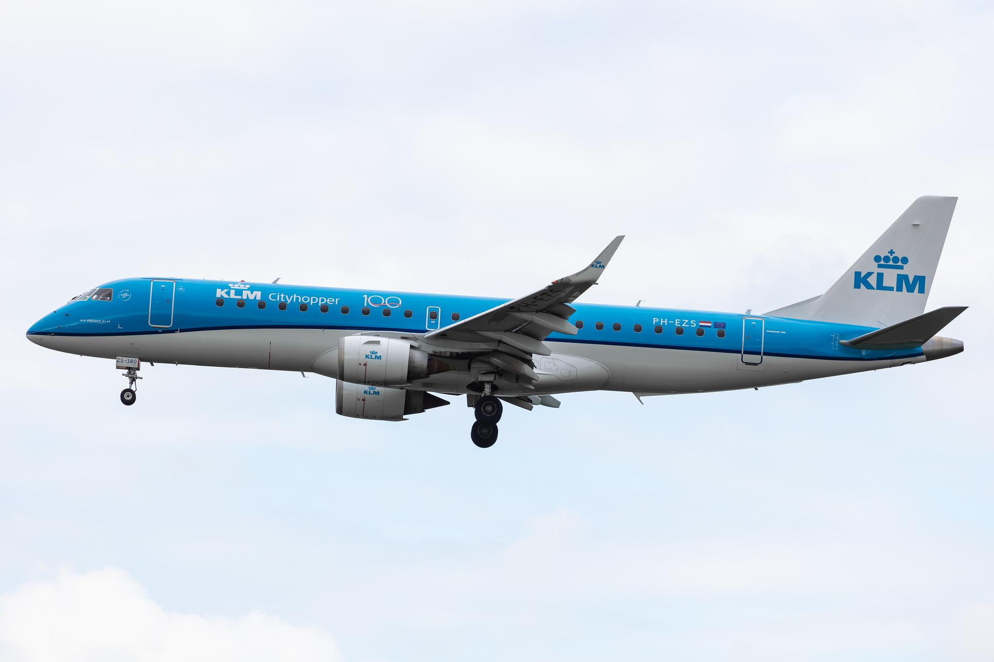 Amsterdam Airport Schiphol: KLM (KL / KLM) | Operator: KLM Cityhopper |  Embraer E190STD E190 | PH-EZS | MSN 19000380