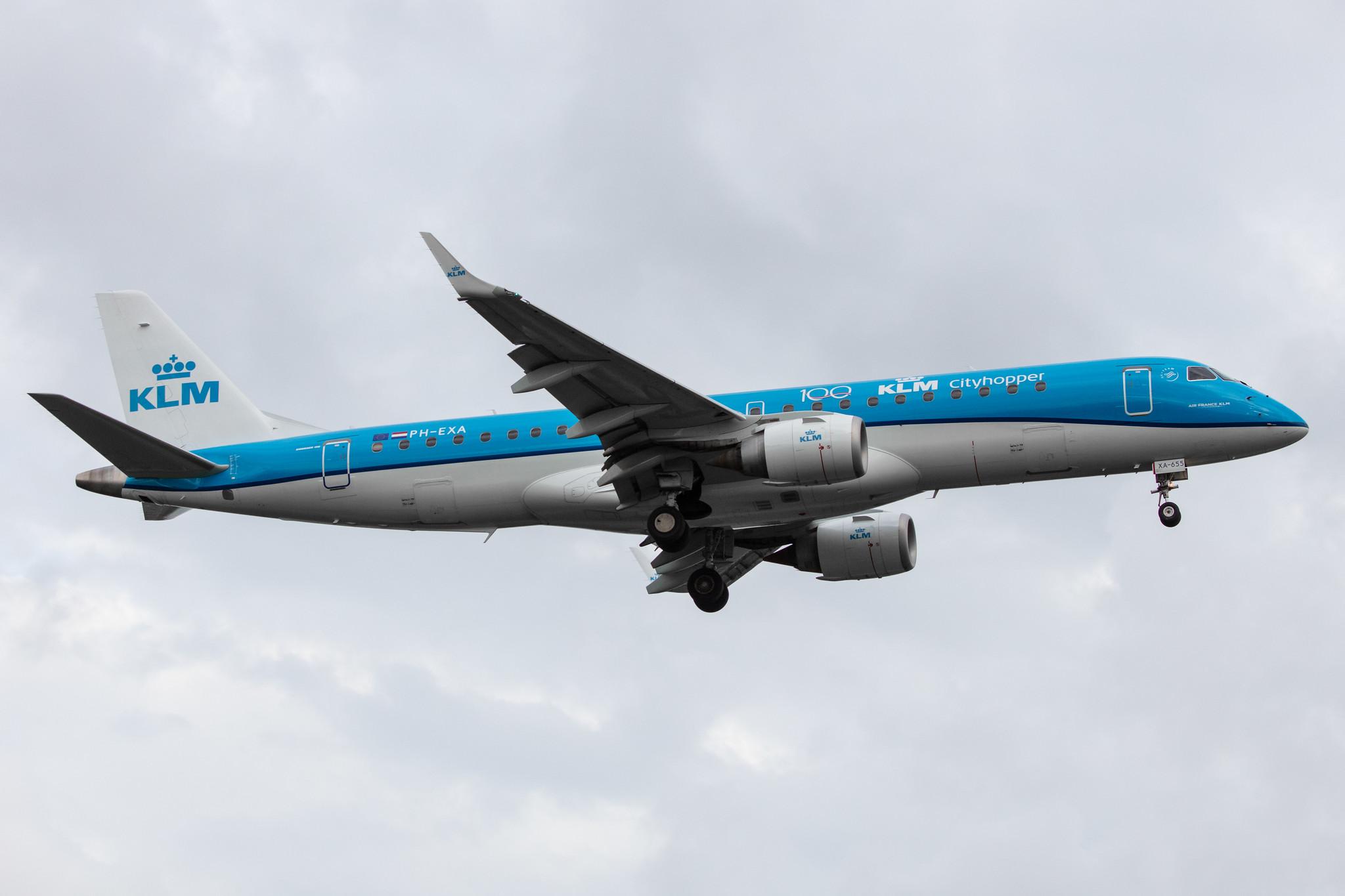 Amsterdam Airport Schiphol: KLM (KL / KLM) | Operator: KLM Cityhopper |  Embraer E190STD E190 | PH-EXA | MSN 19000655