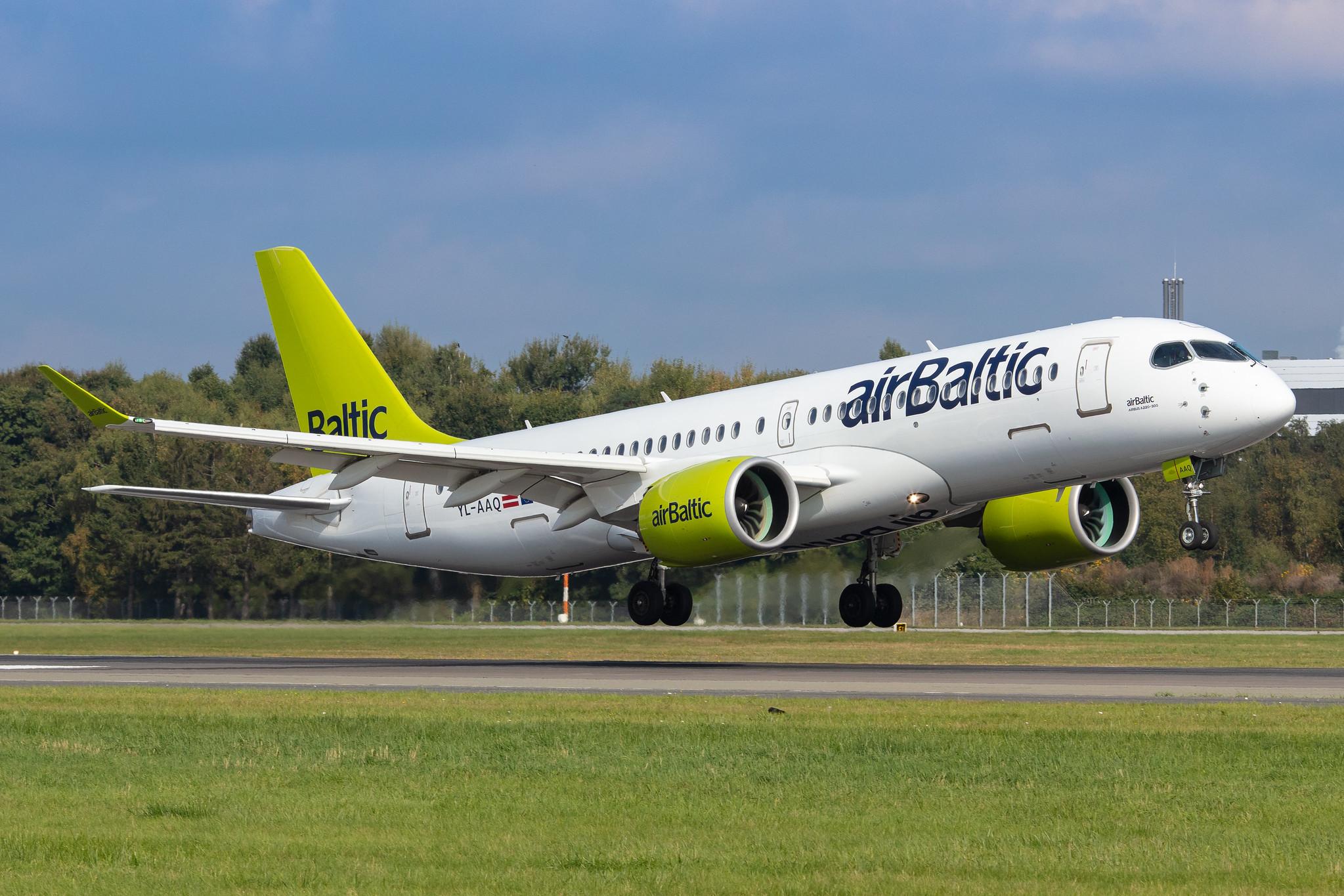 Hamburg Airport: Air Baltic (BT / BTI) |  Airbus A220-300 BCS3 | YL-AAQ | MSN 55052