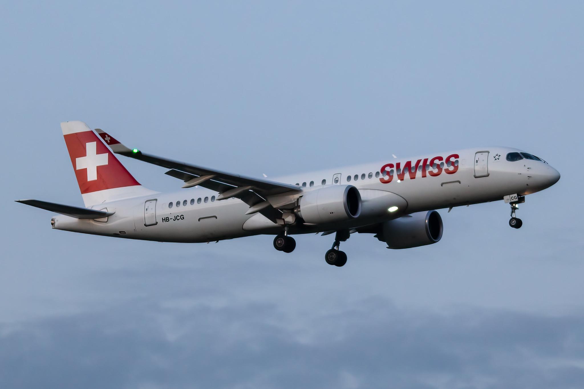 Hamburg Airport: Swiss (LX / SWR) |  Airbus A220-300 BCS3 | HB-JCG | MSN 55020