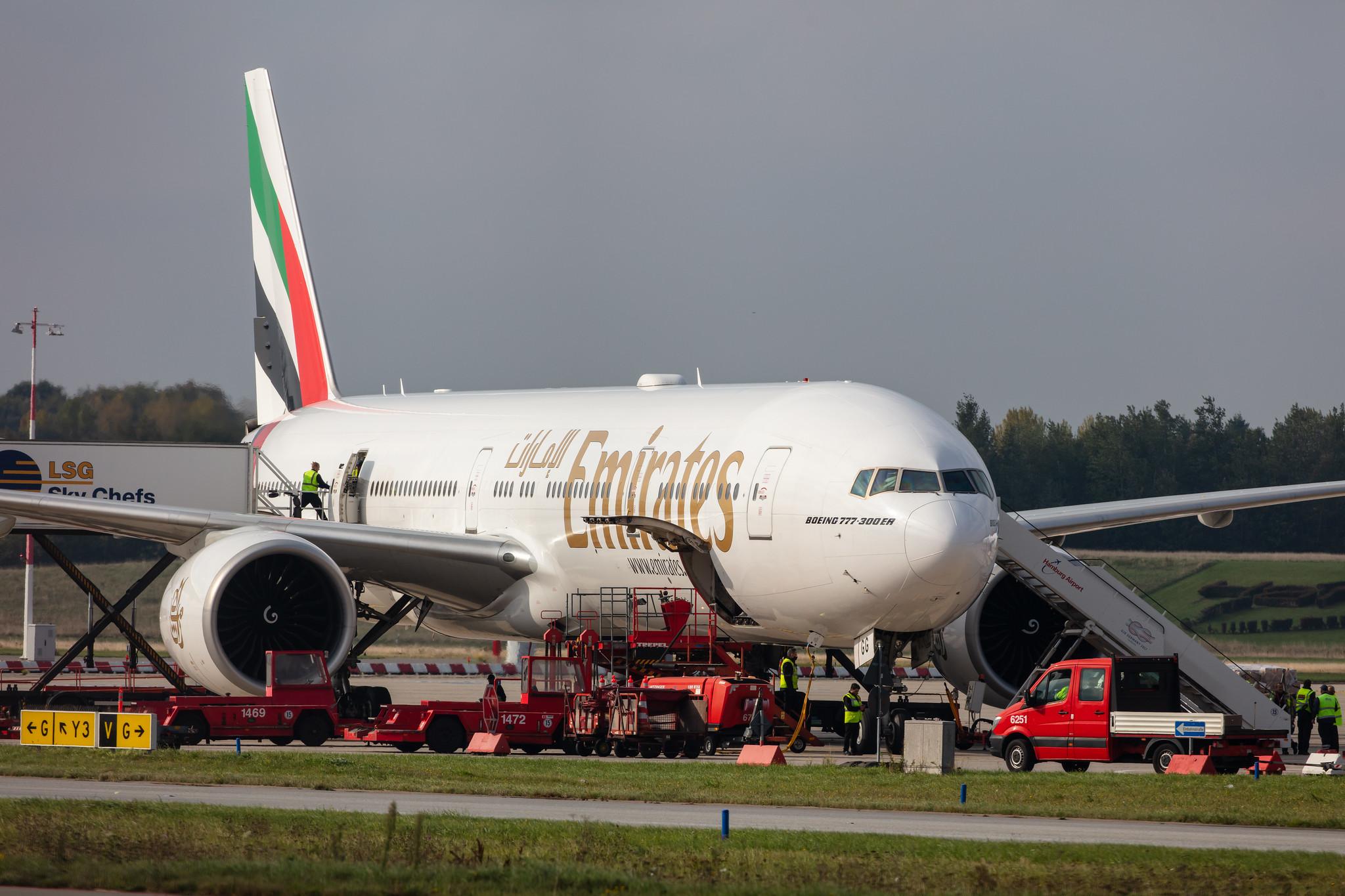 Hamburg Airport: Emirates (EK / UAE) |  Boeing 777-31H(ER) B77W | A6-EGG | MSN 41070