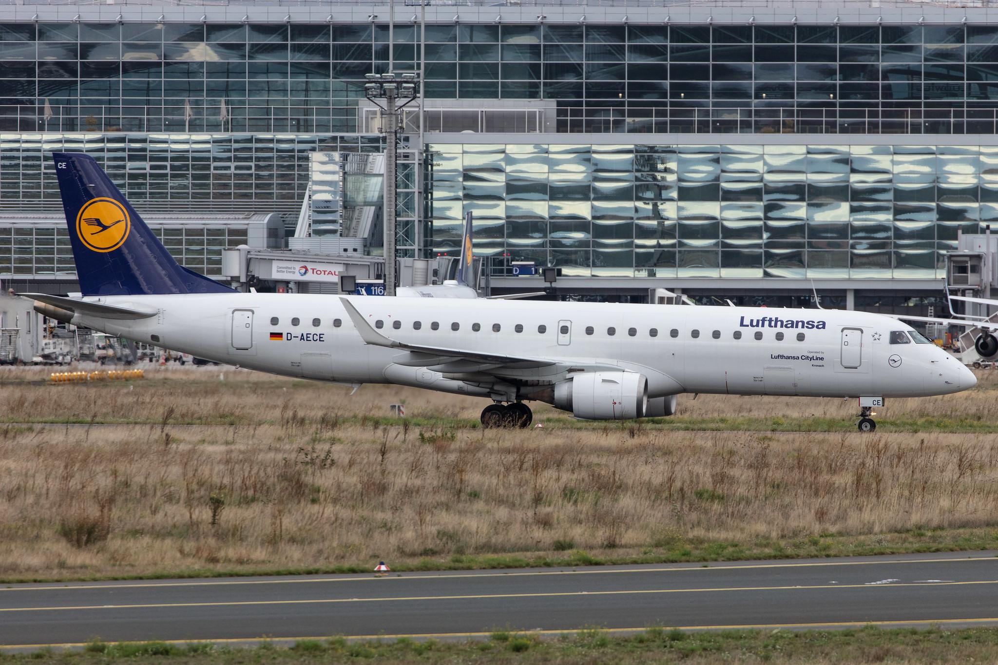 Frankfurt Airport: Lufthansa (LH / DLH) | Operator: Lufthansa CityLine |  Embraer E190LR E190 | D-AECE | MSN 19000341