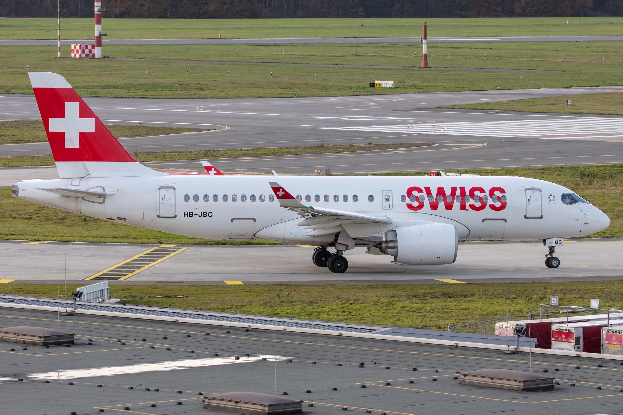 Hamburg Airport: Swiss (LX / SWR) |  Airbus A220-100 BCS1 | HB-JBC | MSN 50012