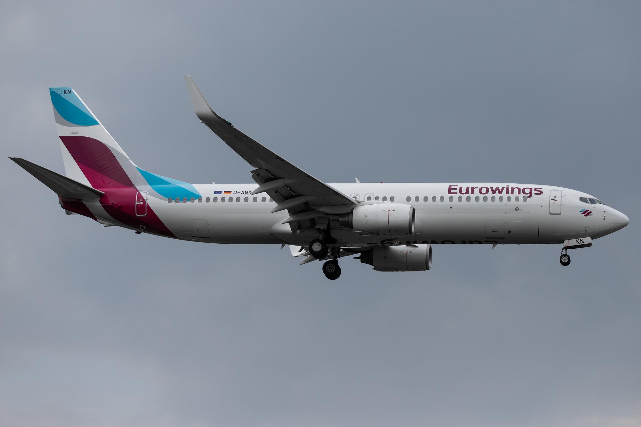 Hamburg Airport: Eurowings (EW / EWG) | Operator: TUI fly |  Boeing 737-86J B738 | D-ABKN | MSN 37756