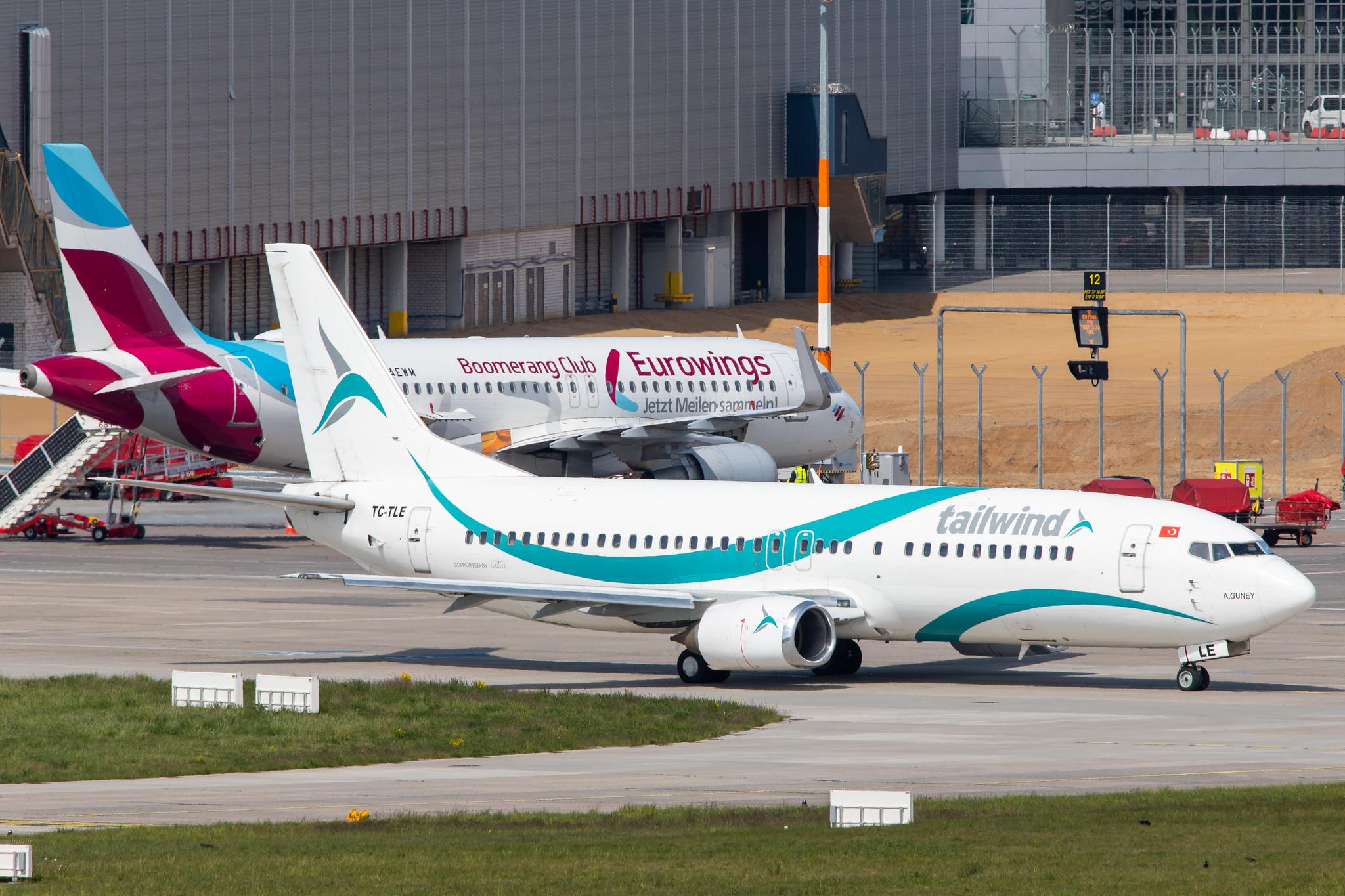 Hamburg Airport: Tailwind Airlines (TI / TWI) |  Boeing 737-4Q8 B734 | TC-TLE | MSN 27628