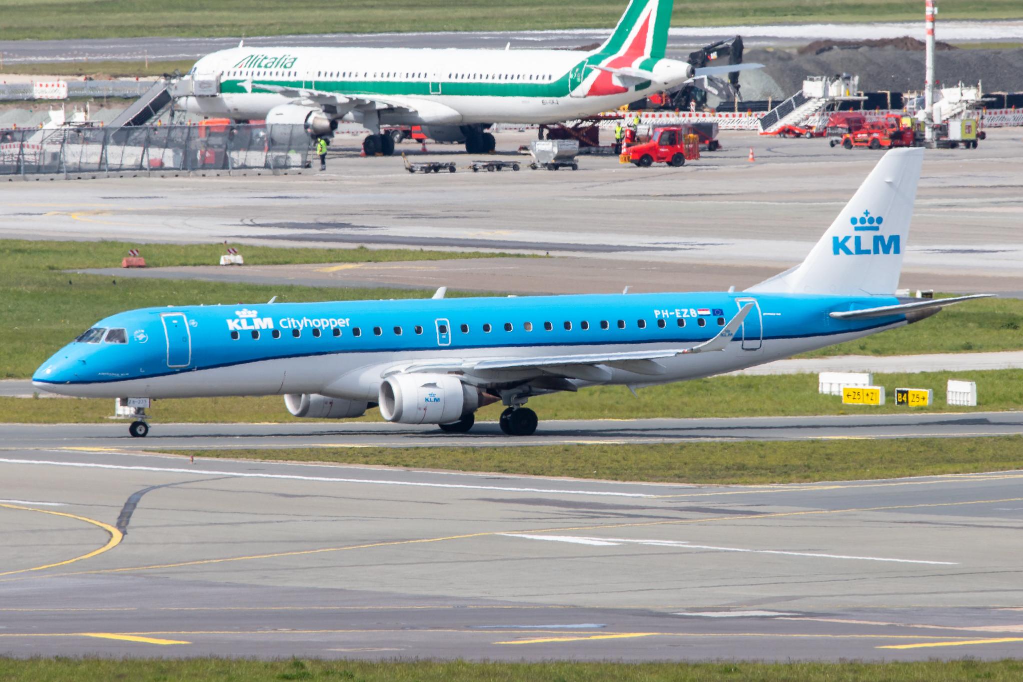 Hamburg Airport: KLM (KL / KLM) | Operator: KLM Cityhopper |  Embraer E190STD E190 | PH-EZB | MSN 19000235