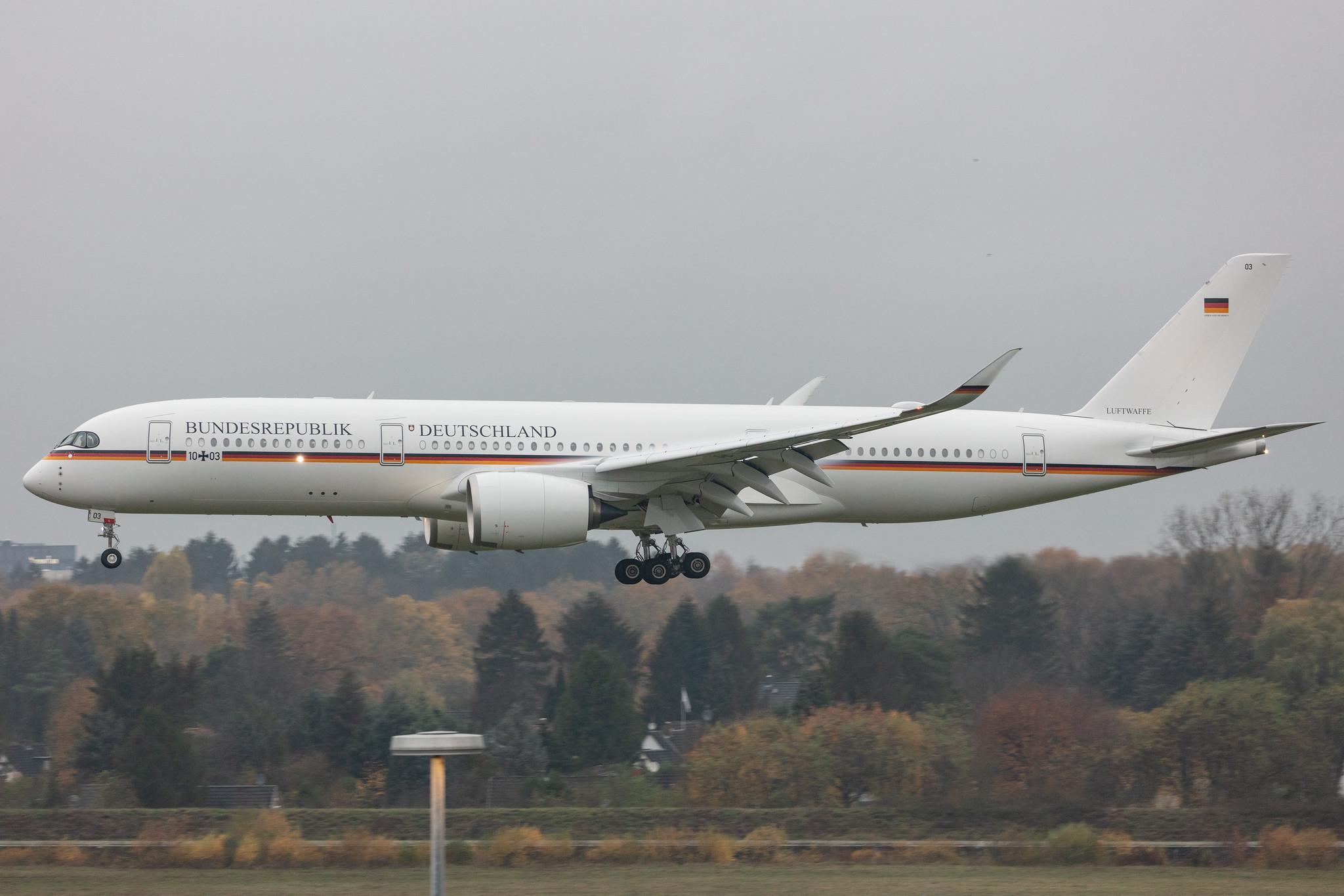 Hamburg Airport: German Air Force (/ GAF) |  Airbus A350-941 A359 | 10+03 | MSN 416
