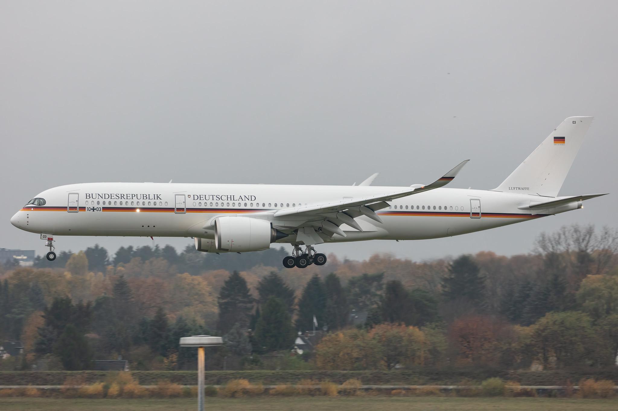 Hamburg Airport: German Air Force (/ GAF) |  Airbus A350-941 A359 | 10+03 | MSN 416